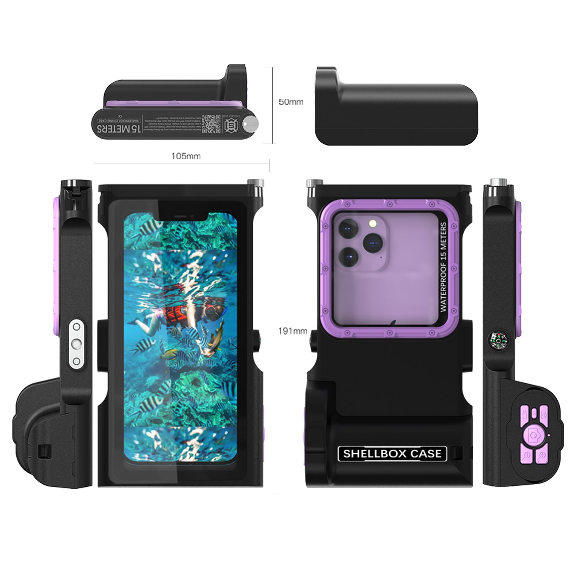 Shellbox Case Diving Case 3Rd Gen For Samsung Galaxy/Phone Series, Universal Phones [4.9 6.9 Inch], Snorkeling 15M/50Ft,With Com