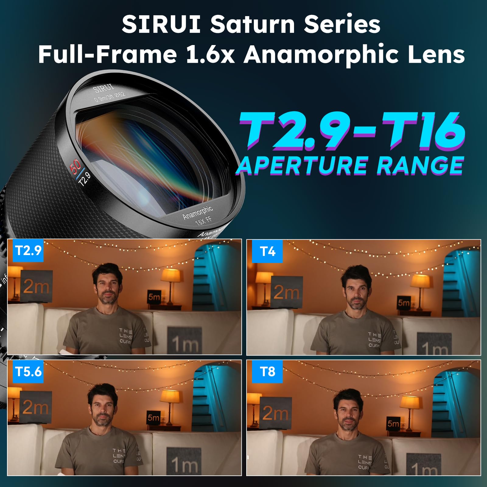Sirui Saturn 50Mm T2.9 1.6X Full Frame Carbon Fiber Anamorphic Lens, Cine Lens For X Mount Cameras, Less Than 500G (Neutral Flar