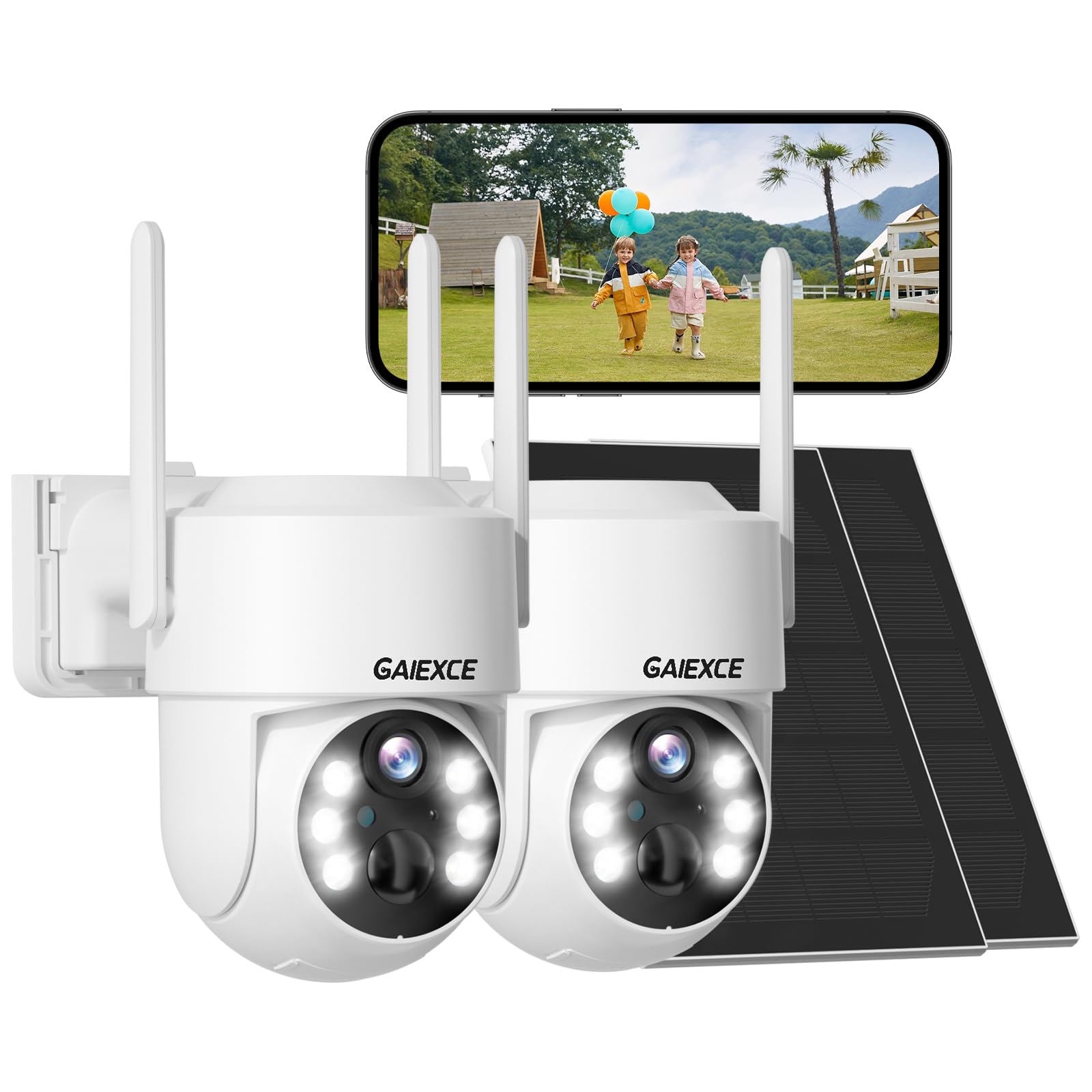 4Mp Solar Security Cameras Wireless Outdoor, 100% Wire Free, Battery Powered Camera, 360 View, Pan & Tilt, Pir Motion Detection,