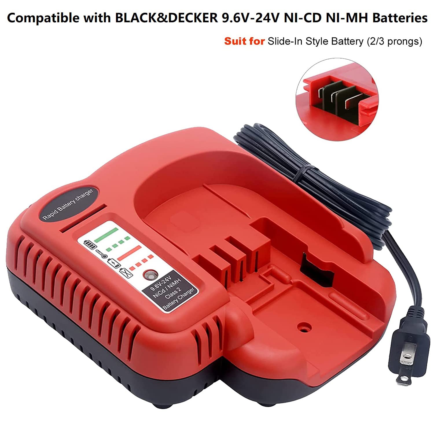 Bdfc240 9.6V 24V Battery Charger For Black & Decker 18V 14.4V 12V 9.6V 24V Firestorm Battery Nicad & Nimh Hpb18 Ope Hpb18 Hpb14