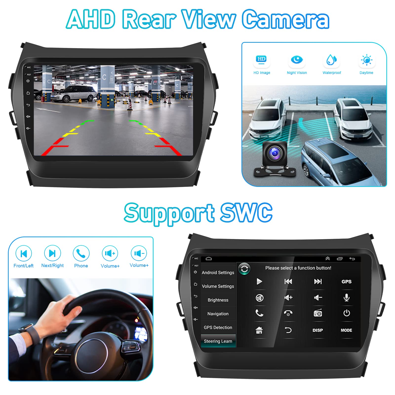 Roinvou [2G+64G] For Hyundai Santa Fe 2013 2017 Car Radio With Wireless Carplay/Android Auto, 9 Inch Android 13 Ips Touch Screen