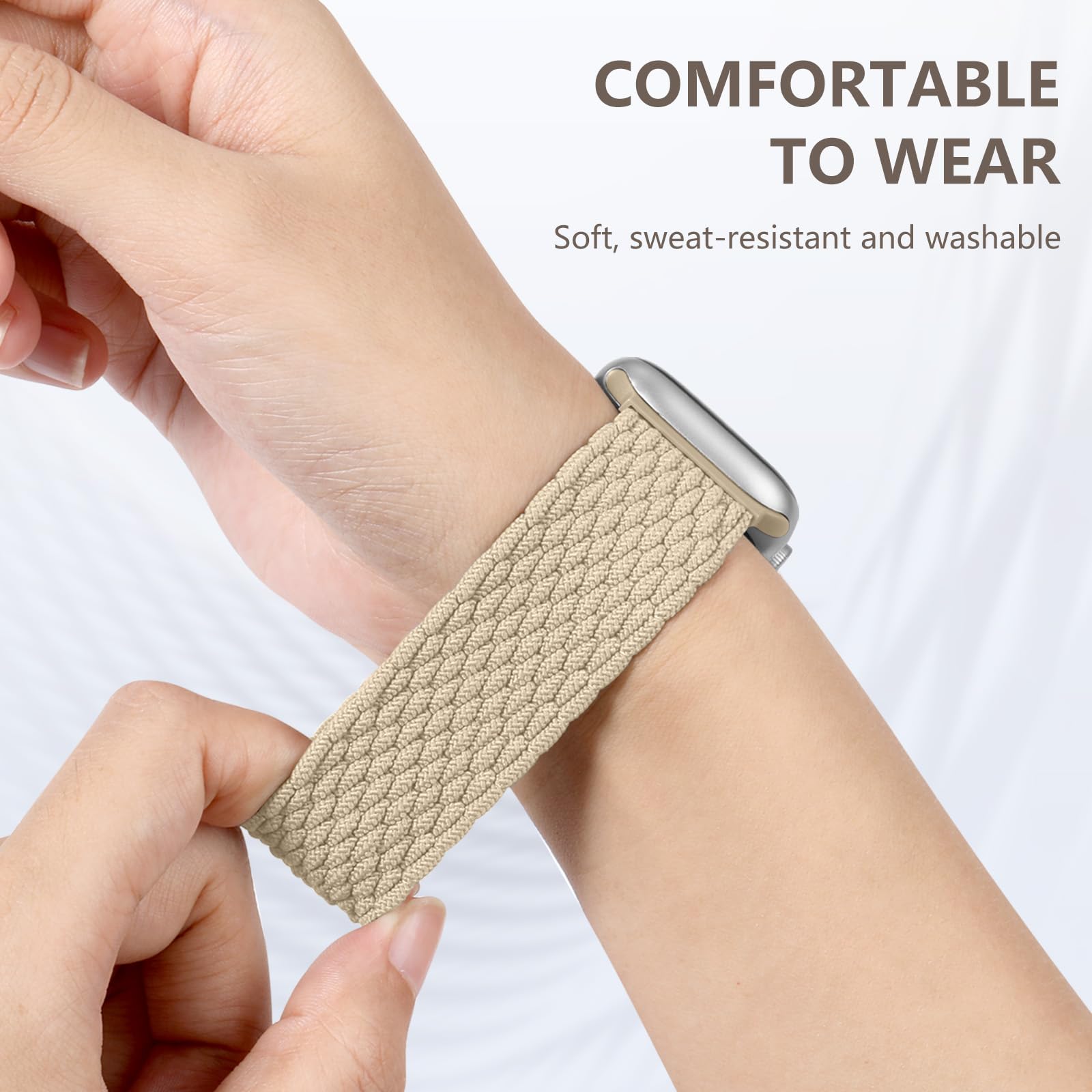 Zedoli Braided Solo Loop Compatible With Apple Watch Bands For Women, Stretchy Nylon Solace Band For Apple Watch Band 40Mm 38Mm