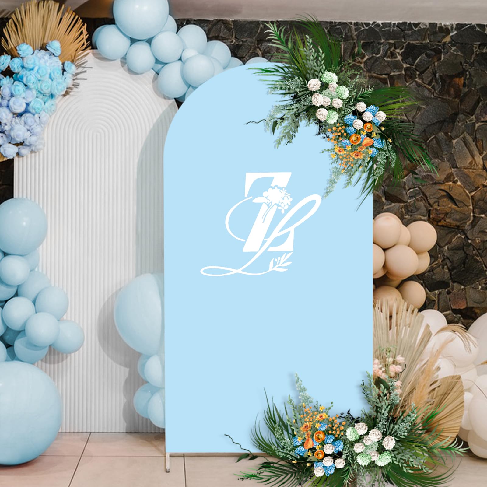 Babenest 6.6Ft Baby Blue Wedding Arch Cover, Spandex Fitted Party Arch Cover For Photography, Round Top Chiara Stand Cover For P