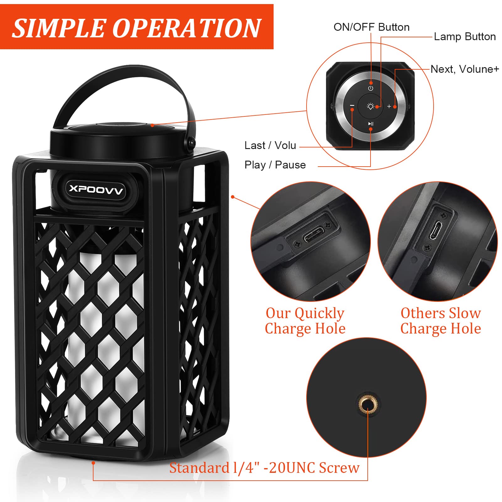 Xpoovv Outdoor Bluetooth Speakers Waterproof Portable Led Flame Speaker With Torch Atmosphere 10W Enhanced Bass For Patio Porch