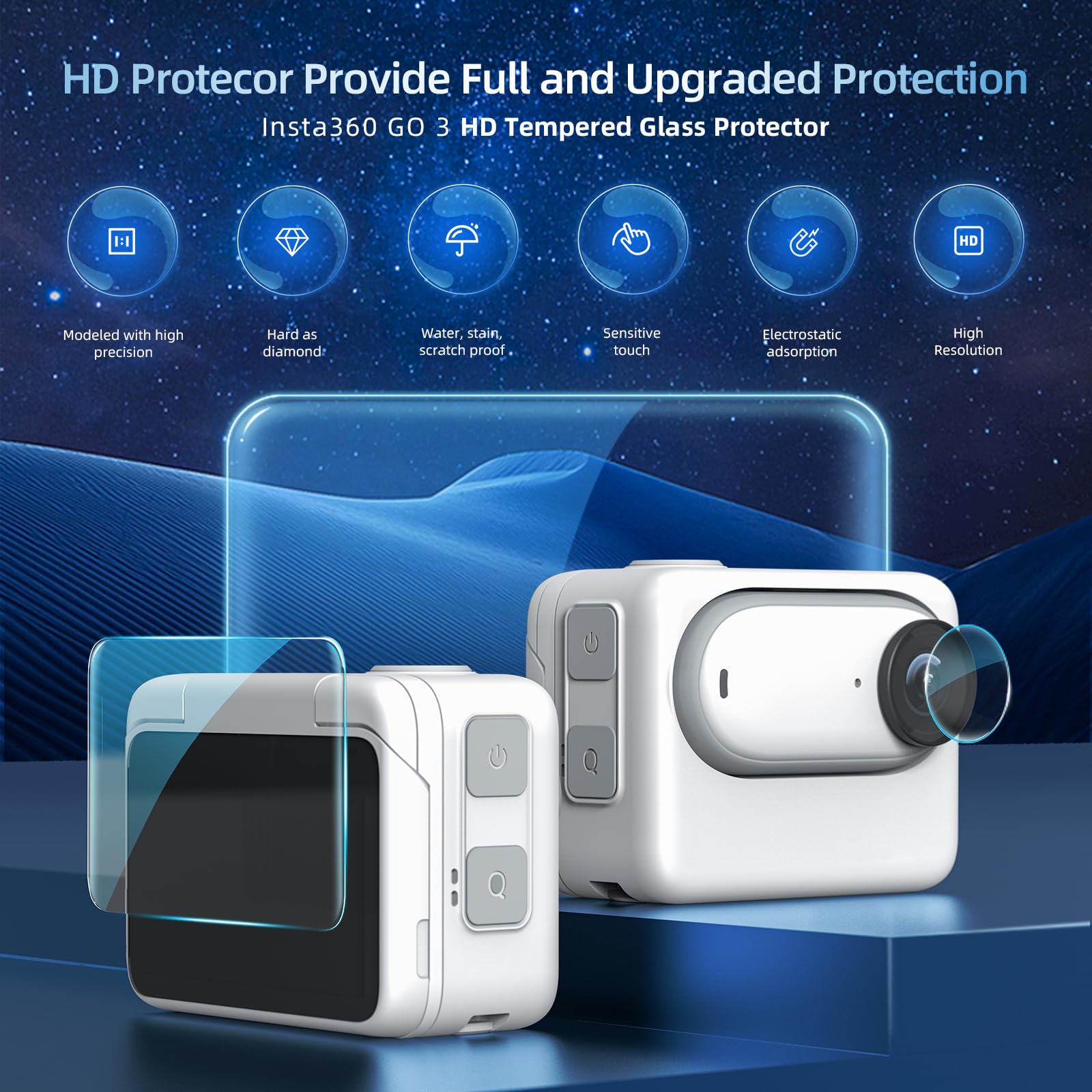 Rszfnjxry Silicone Protective Cover Case,Screen And Lens Protector For Insta360 Go 3 (Grey)