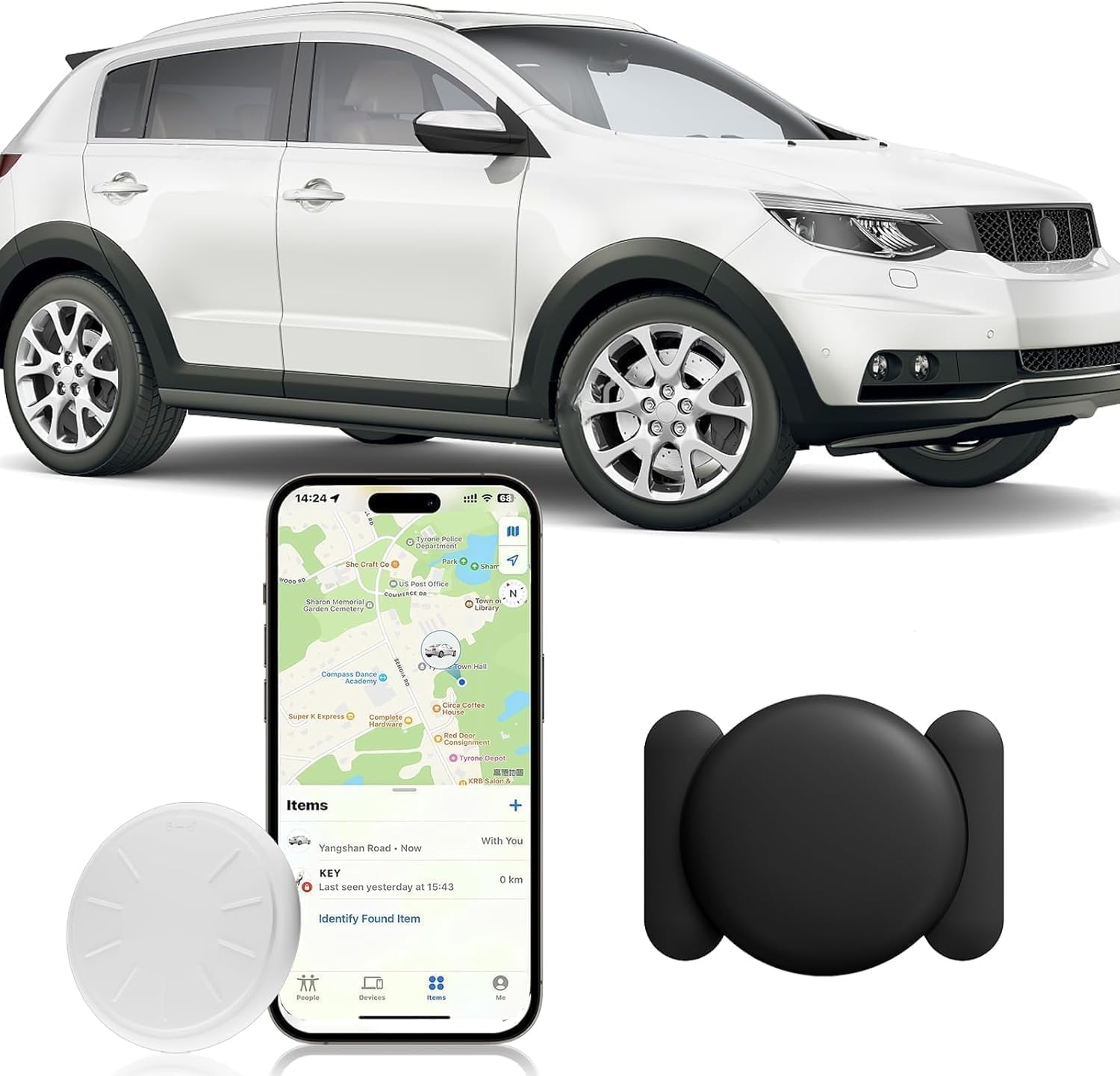 Hongtop Mini GPS Tracker for Vehicles,Real Time Car GPS Tracker Work with Apple Find My(iOS Only),No Monthly Fee Mini Hidden Car
