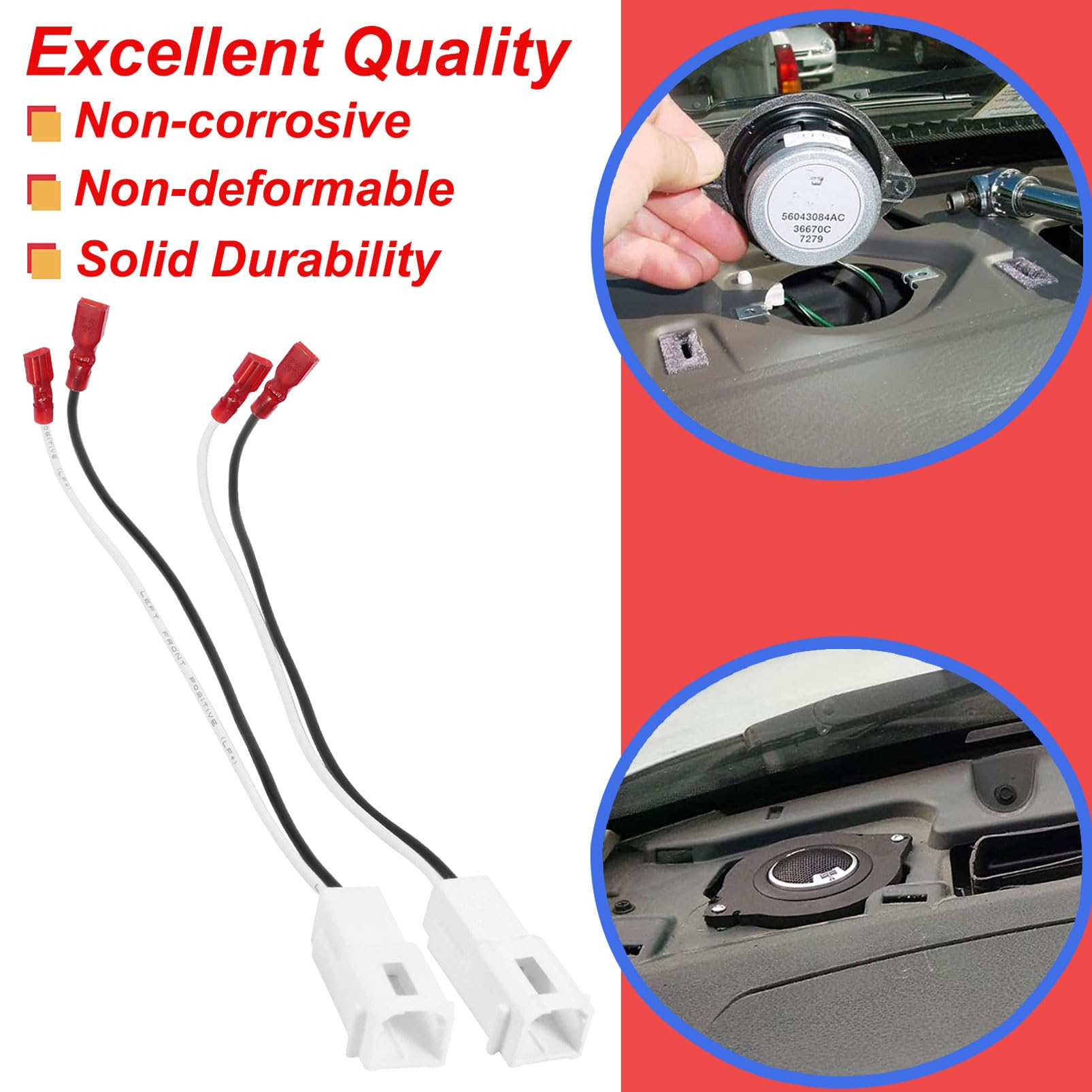 Singways Front Dash Tweeters Speaker Harness Adapter Connector Plug Replacement For Dodge Ram Jeep Chrysler 2005-2022 Aftermarke