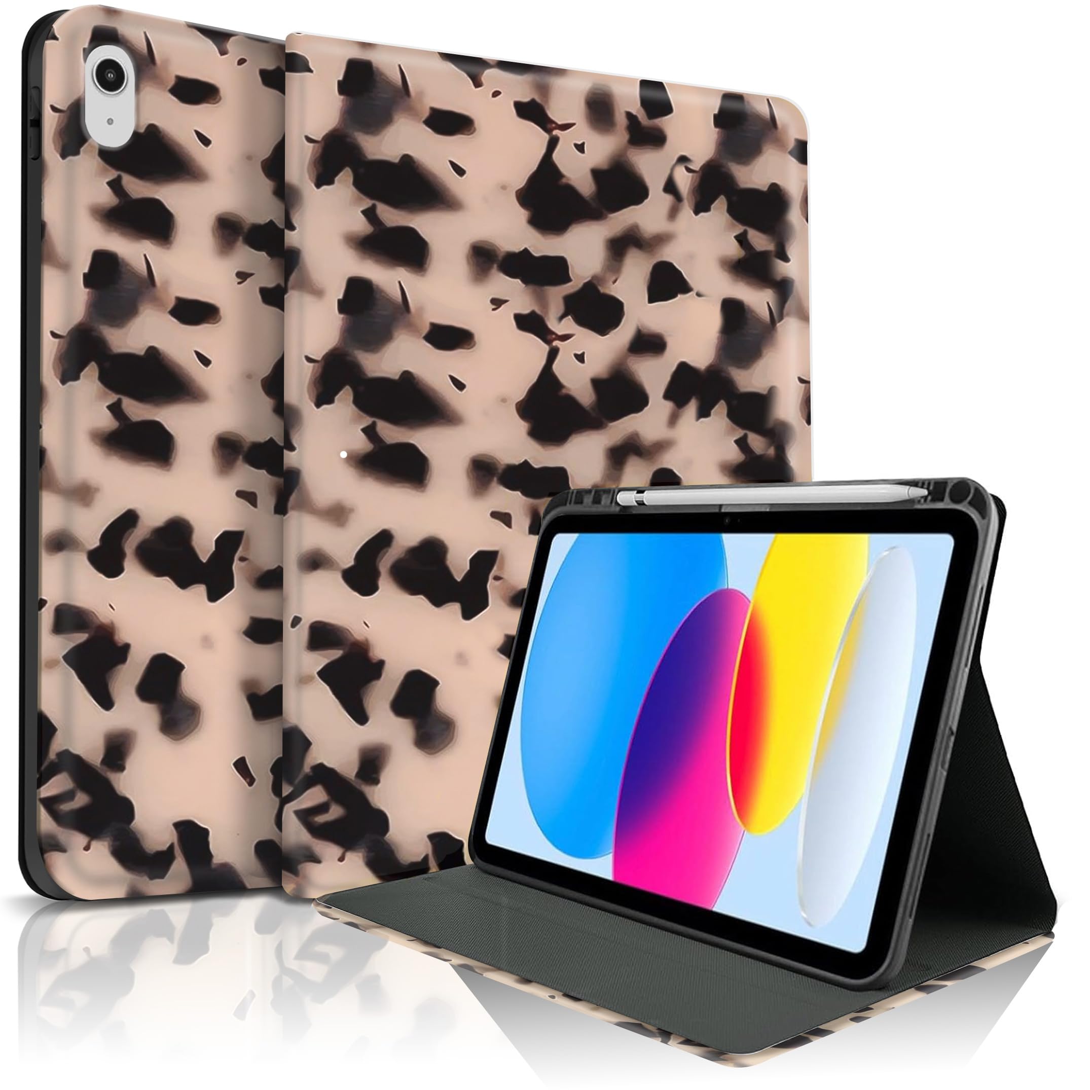 TopPerfekt Case for iPad 11th (A16) 11-inch 2025/10th Generation 10.9-inch 2022, Cool Tortoise Shell Print Trendy Design Stand F