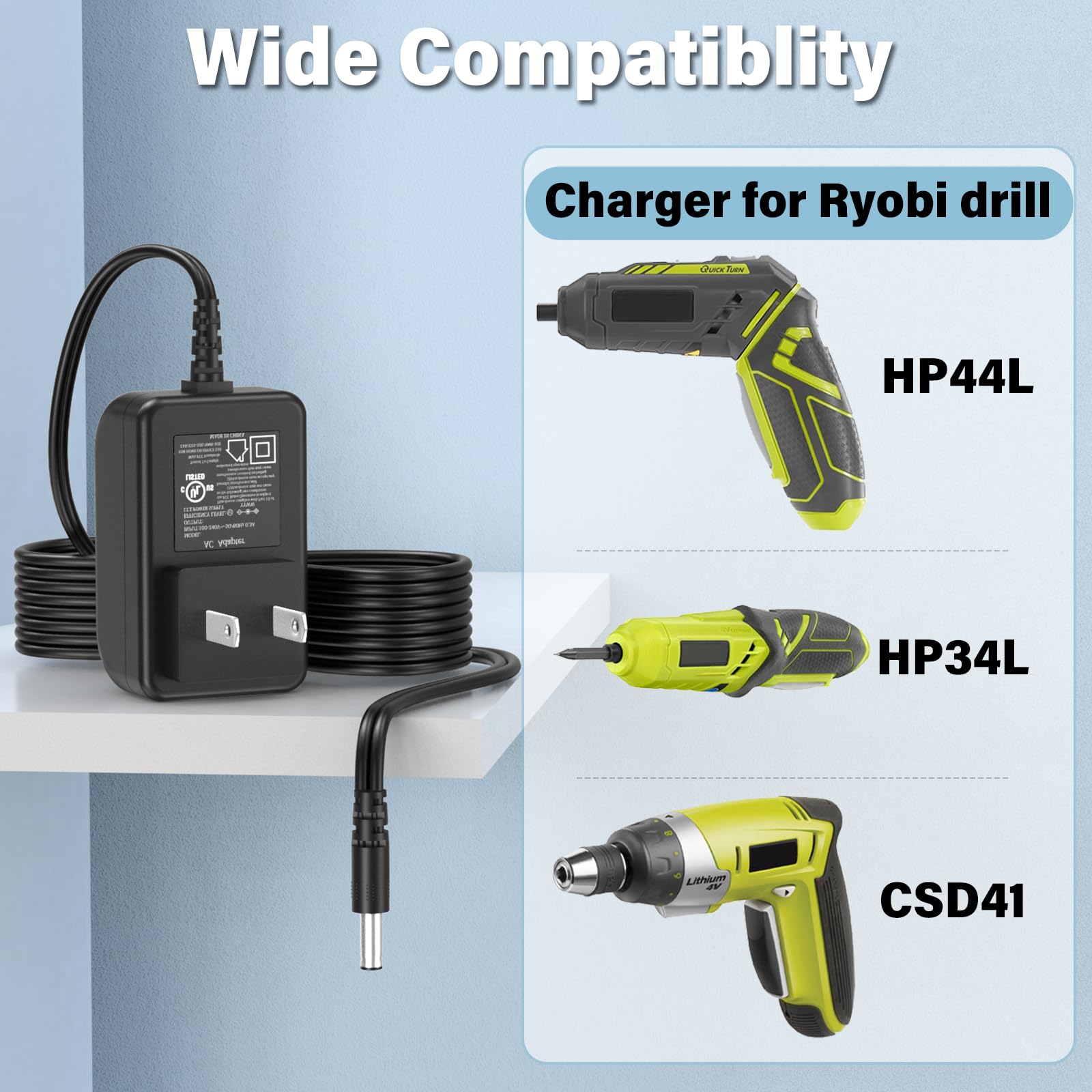 5V Power Cord Fit For Ryobi Drill Hp44L Hp34L Csd41 Bc 336 720217006 720217005 Replacement Charger Ac Dc Adapter Compatible With