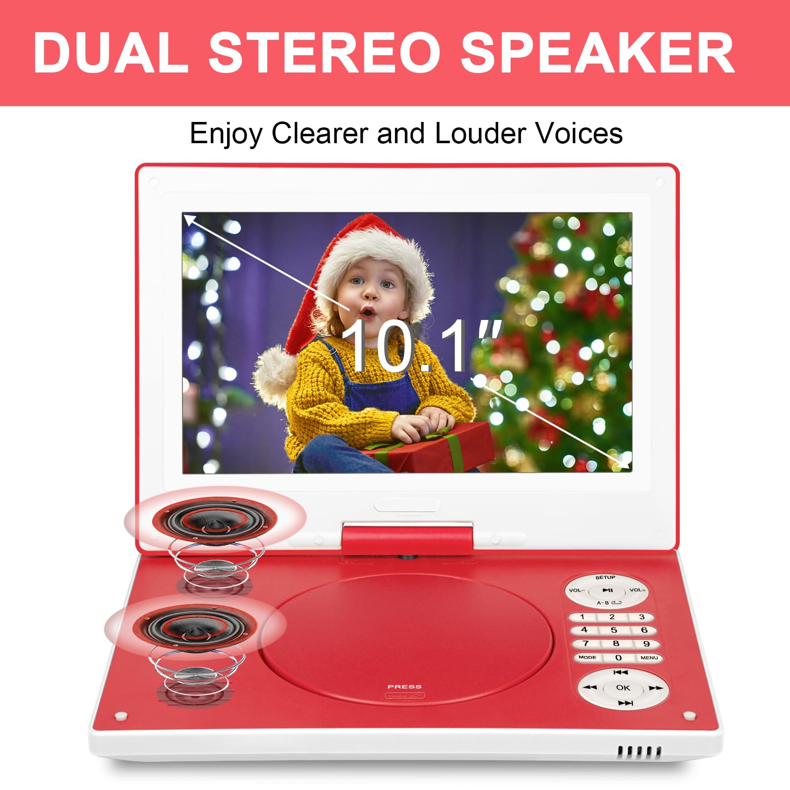 12.5'' Portable Dvd Player With 10.1'' Hd Swivel Screen, 6 Hours Rechargeable Battery Dvd Player Portable For Kids And Car, Supp