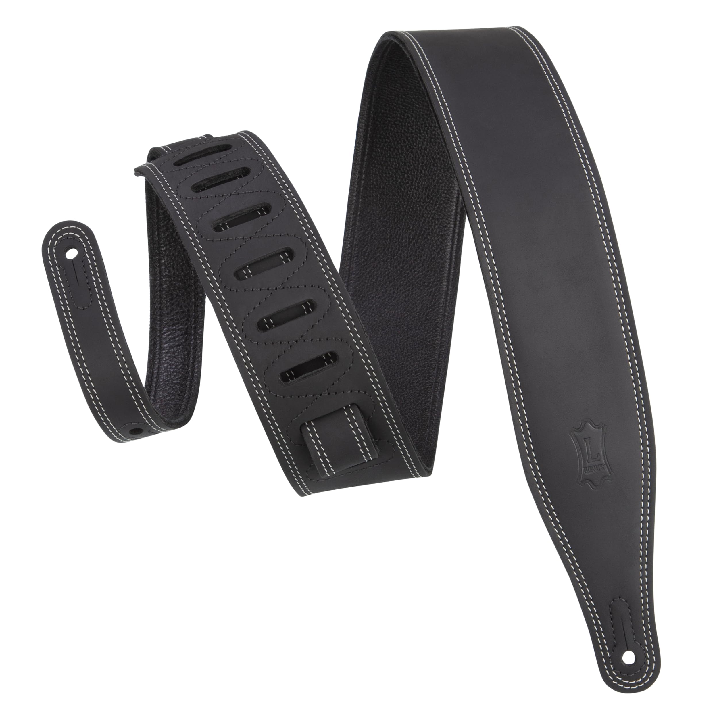 Levys Leathers Like Butter Series 2.5 Wide Leather Guitar Strap  UltraSoft, Black, Adjustable Comfort for Guitar & Bass (M17