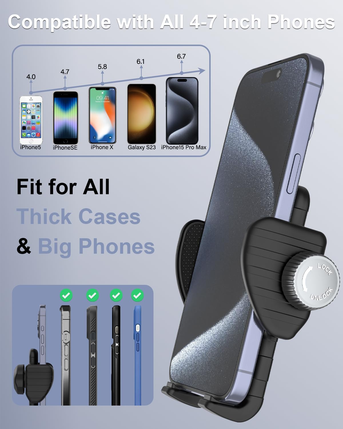 Kolasels Gooseneck Phone Holder For Bike, [Flexible Arm] Motorcycle Phone Mount, Electric Bike Cell Phone Clamp For Iphone 15 Pr