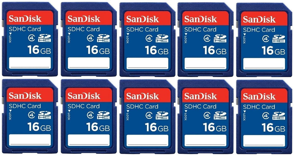 Lot Of 10 Sandisk 16Gb Sd Sdhc Class 4 Flash Memory Camera Card Sdsdb-016G-B35 Pack + Sd/Tf Usb Card Reader