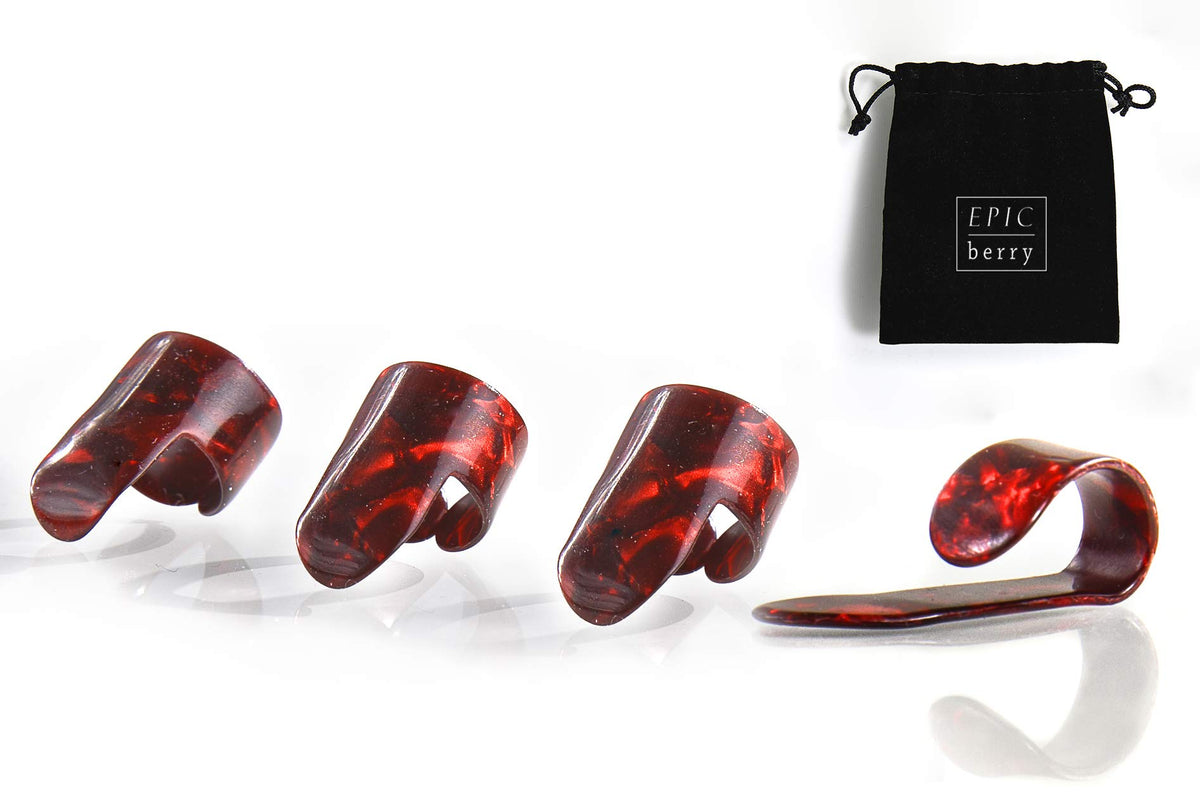 Epic Berry Thumb And Finger Picks   Large Red   Best For Fingerstyle Acoustic Guitar, Banjo Or Ukulele. Includes A Pouch.