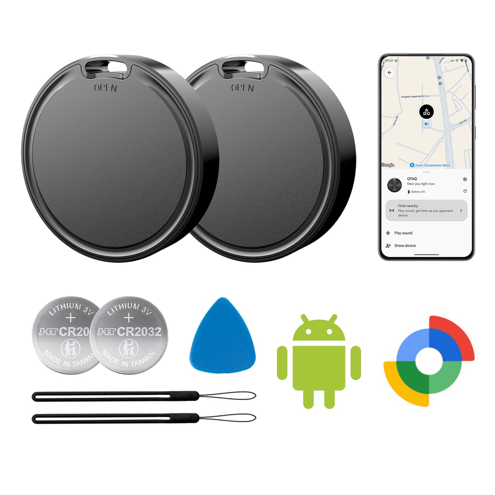 Air Tags for Android,Air Tags-2 Pack Android,Android Tracker Tags,2 Year Battery Life,Google Find Trackers for GoogleS Find Hub