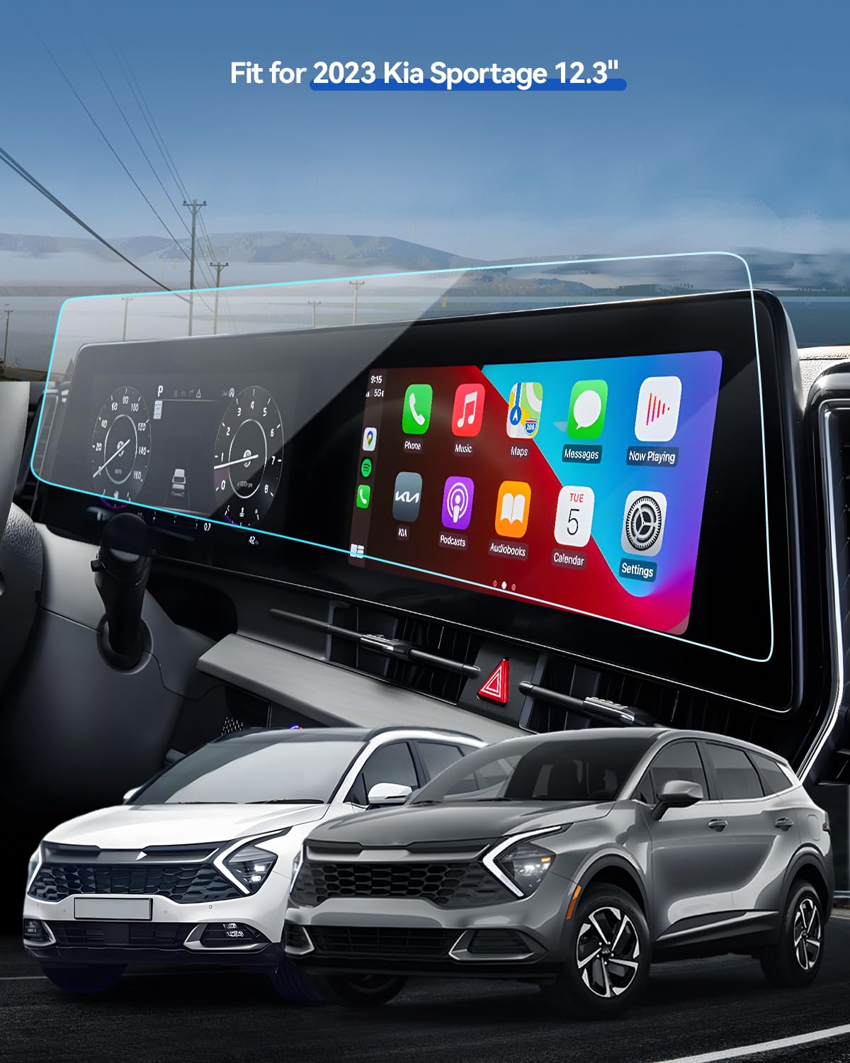 Lantu 2Pcs Car Screen Protector For 2023 2024 Kia Sportage (Sx/Sx Prestige/Sportage X Pro/Sportage X Pro Prestige) Accessories N