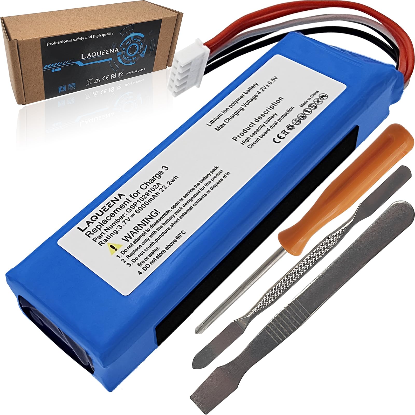 Laqueena Gsp1029102A 6000Mah Battery Compatible With Jbl Charge 3 Waterproof Bluetooth Speaker With Tools Battery Part No Charge