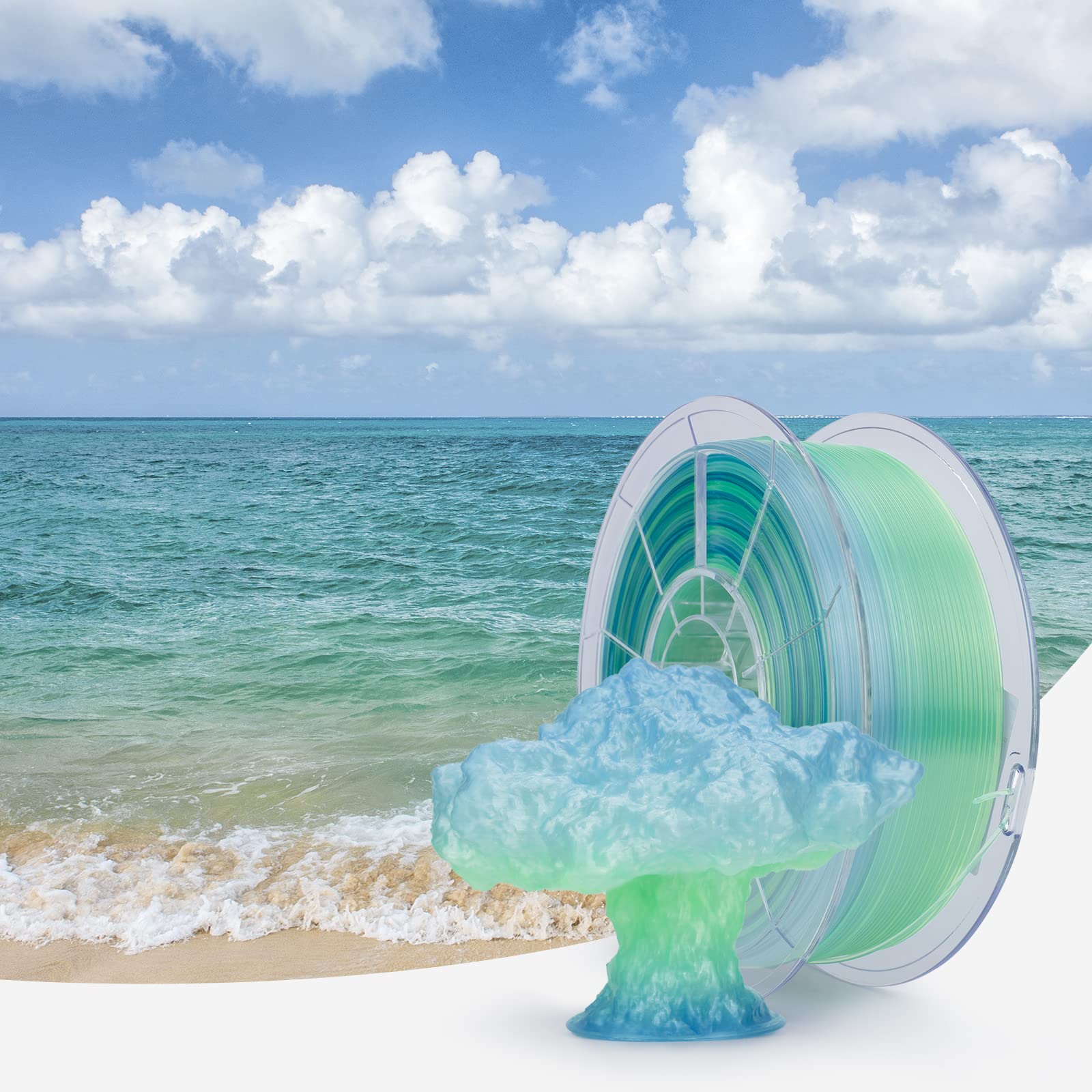 Ziro 3D Printer Filament,Translucent Pla Filament 1.75Mm,Multicolor Rainbow Pla Filament,1Kg/2.2Lb,Season Series - Summer