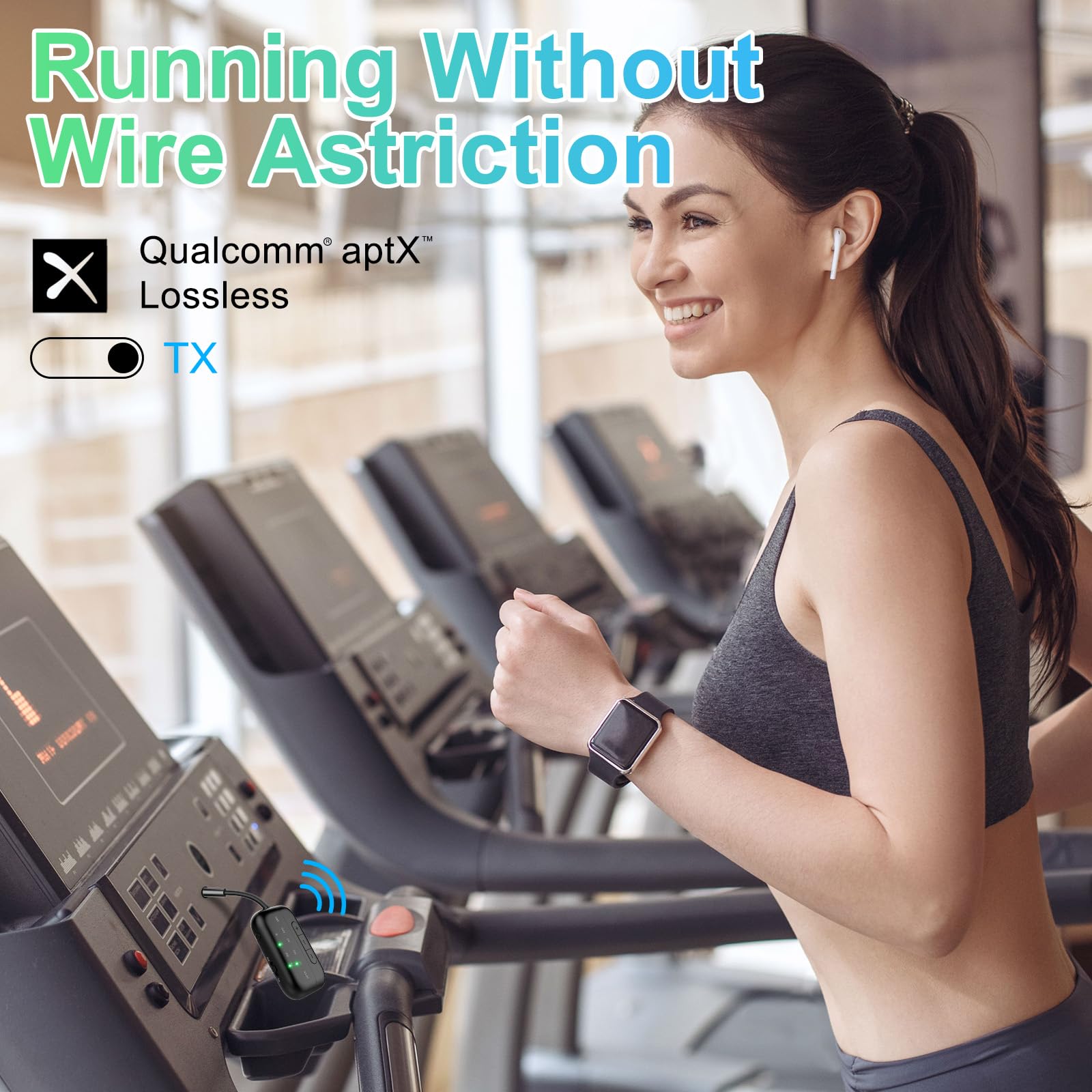 Bluetooth Transmitter Receiver, 2 In 1 V5.3 Wireless Adapter, Bluetooth Audio Transceiver For Airplane Tv Pc Mp3 Gym Switch,Blue