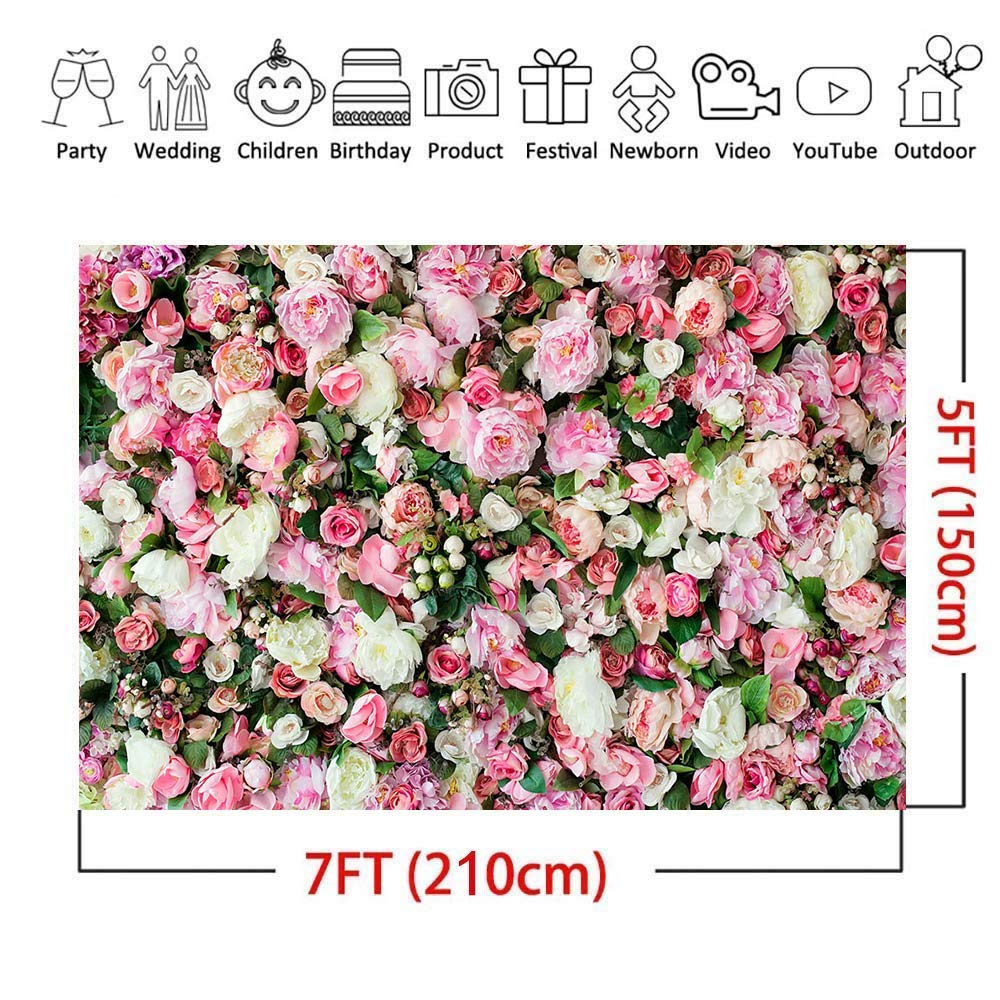 Art Studio 3D Flower Photo Background Pink Rose Photography Backdrop For Pictures Newborn Bridal Shower Birthday Party Banner De