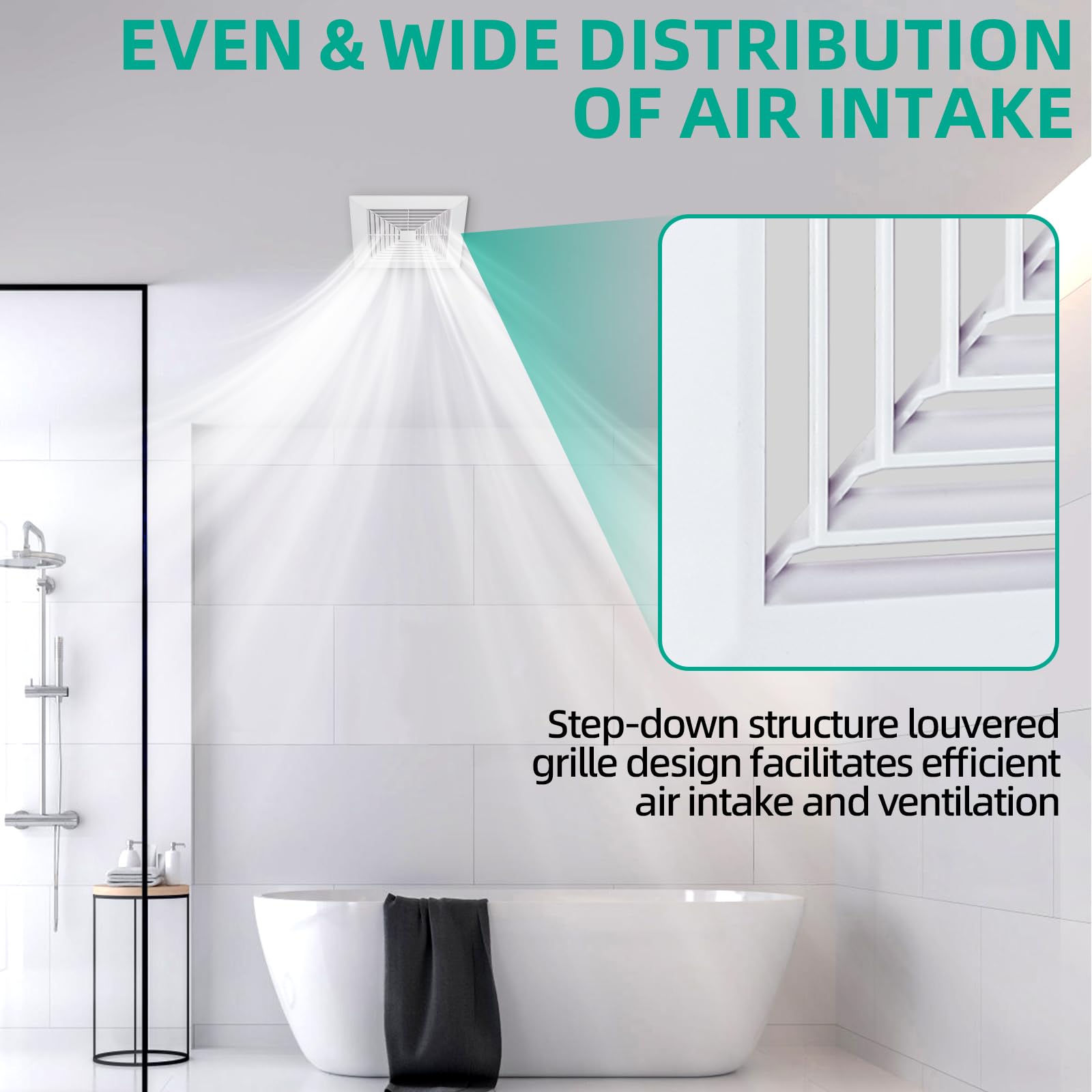 Flowild 9X9 Bathroom Exhaust Fan Cover With Springs Replacement Parts For Square Ceiling Or Wall Mount Exhaust Fan, Bathroom Cei