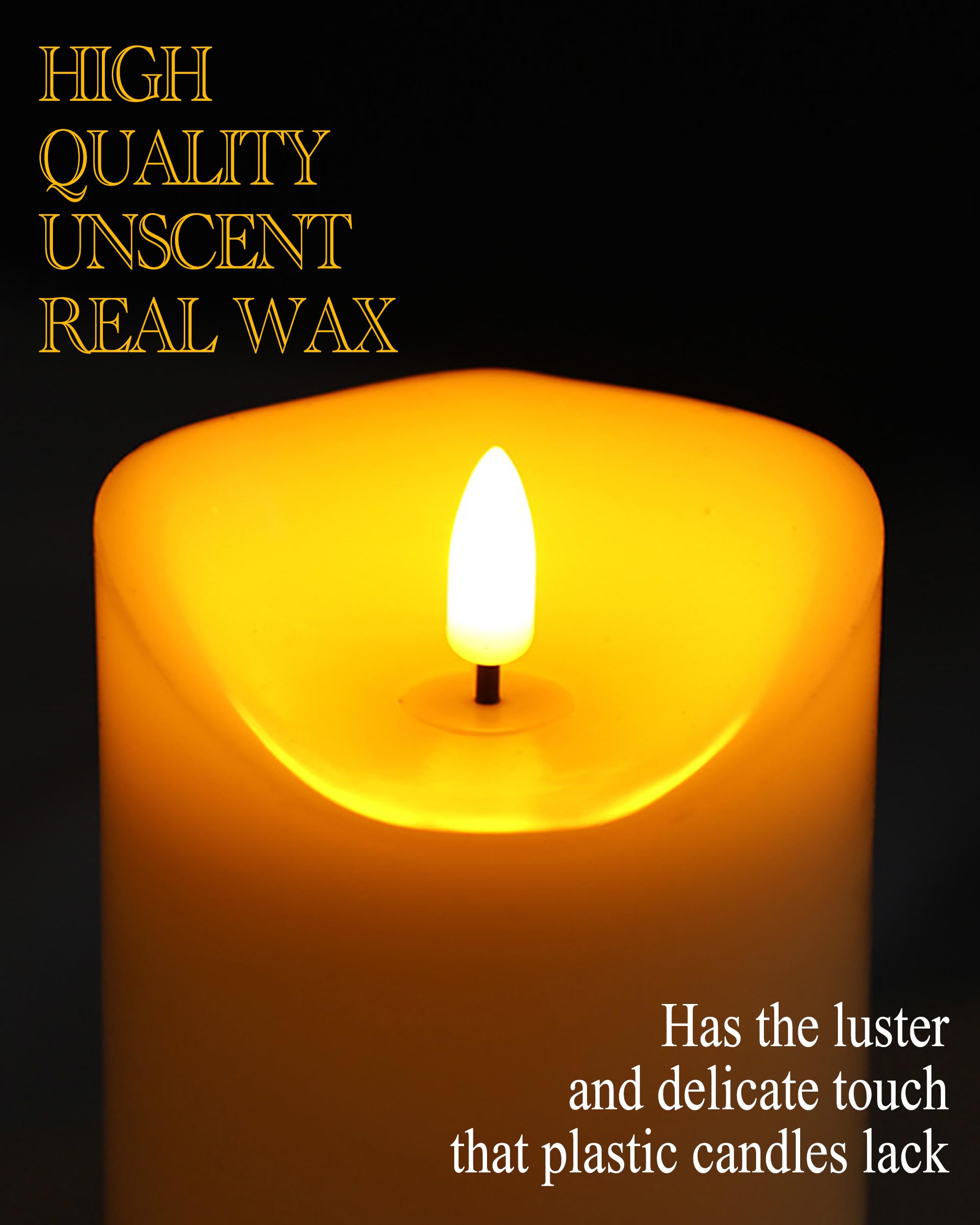 Gmnee 4''X12'' Flickering Flameless Candles With Remote Timer, 4'' Diameter Extra Large White Pillar, Wax, 1 Pack Tall Led Batte