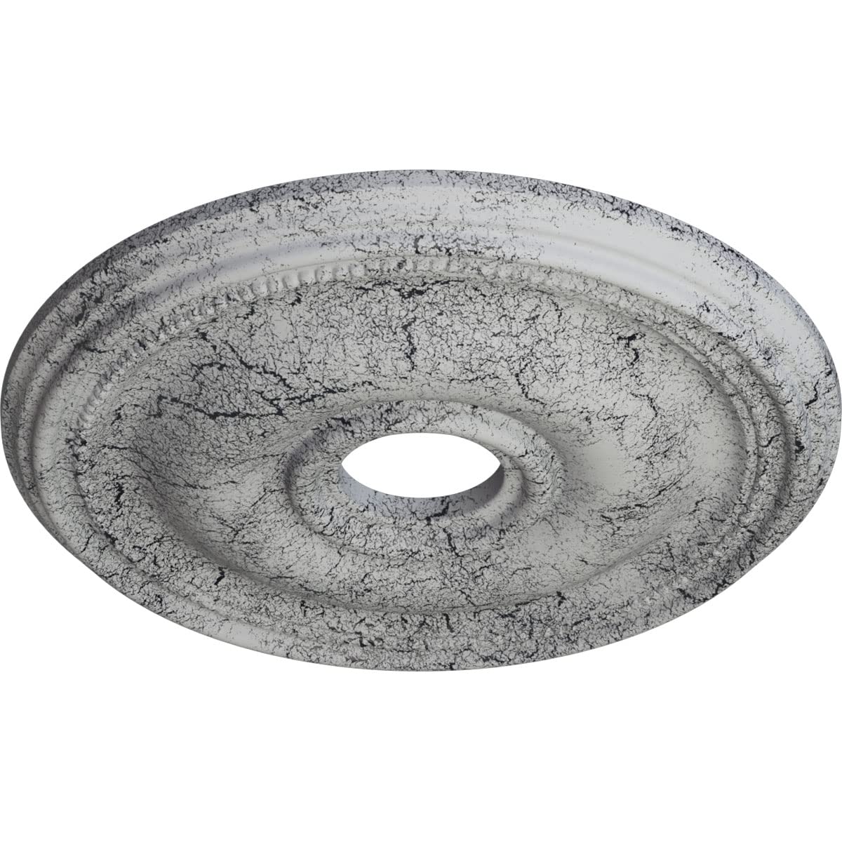 Ekena Millwork Cm18Bruwc Bradford Ceiling Medallion, 18 1/8''Od X 3 3/4''Id X 1 1/8''P, Hand Painted Ultra Pure White Crackle