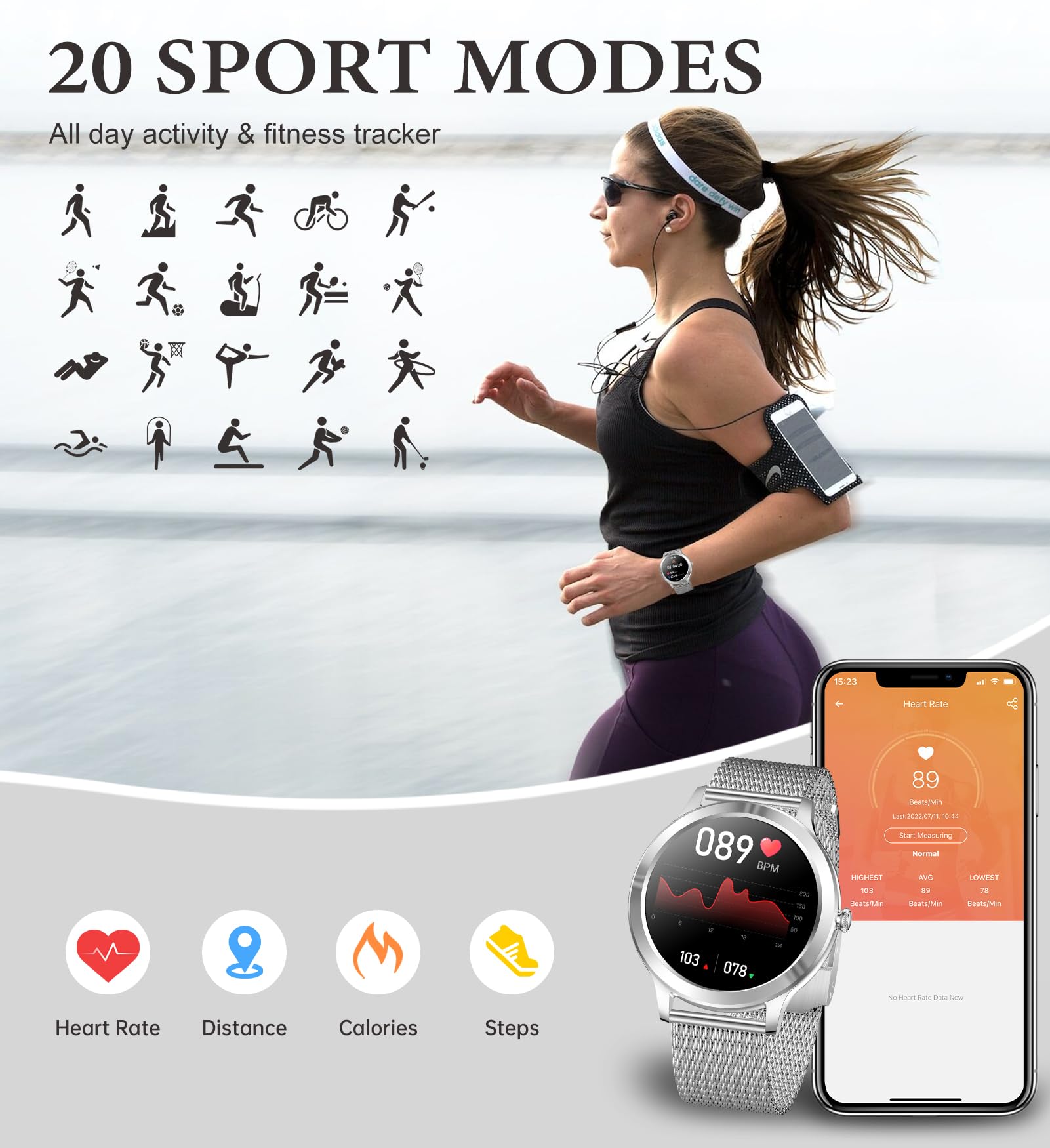 Iaret Smart Watch For Women (Call Receive Dial), Smart Watches For Android Ios Phones 1.32 '' Smartwatch With Ai Voice Control H