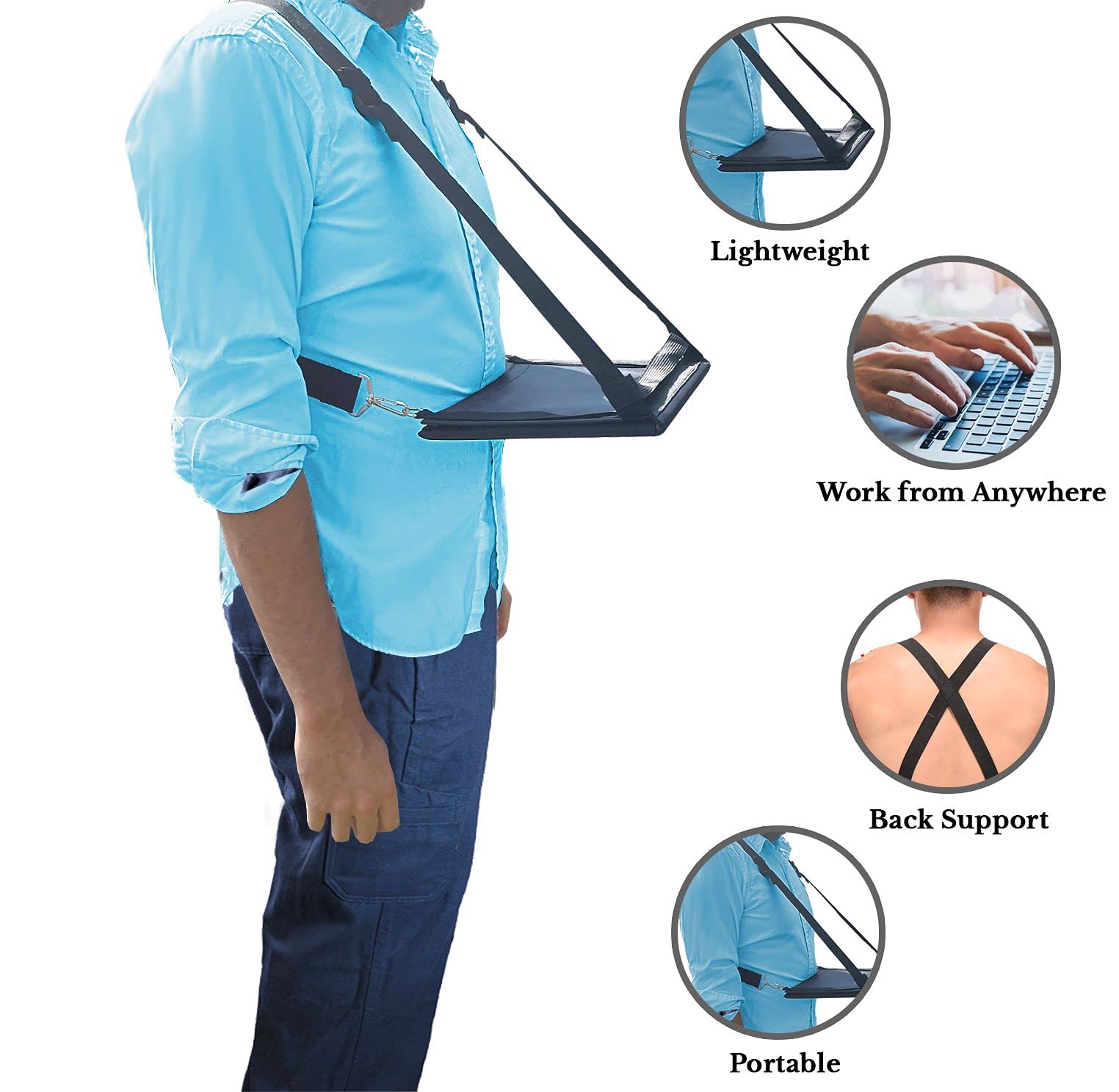 Standing Desk Walking Desk   Hands Free Wearable Mobile Laptop Harness For 13'' Laptops Or Clipboards