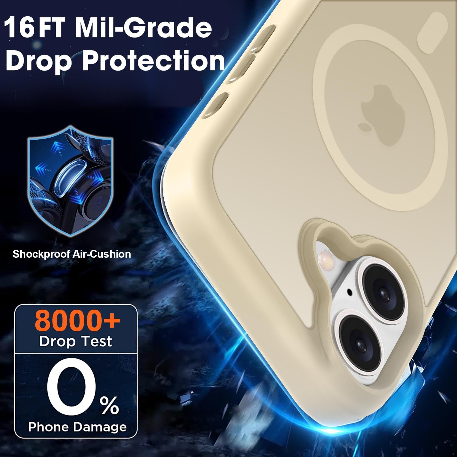 Mocca Strong Magnetic For Iphone 16 Case, [Compatible With Magsafe][16Ft Mil Grade Drop Protection] Slim Thin Translucent Matte