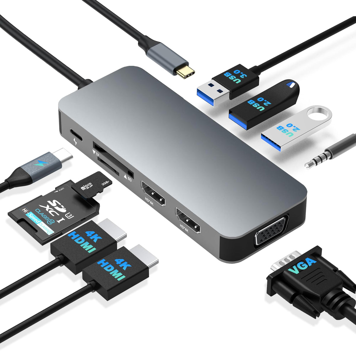 Docking Station Dual Monitor, Usb C To Dual Hdmi Adapter, Usb C Docking Station Dual Monitor, Dual Monitor Adapter, Usb C Hub 10