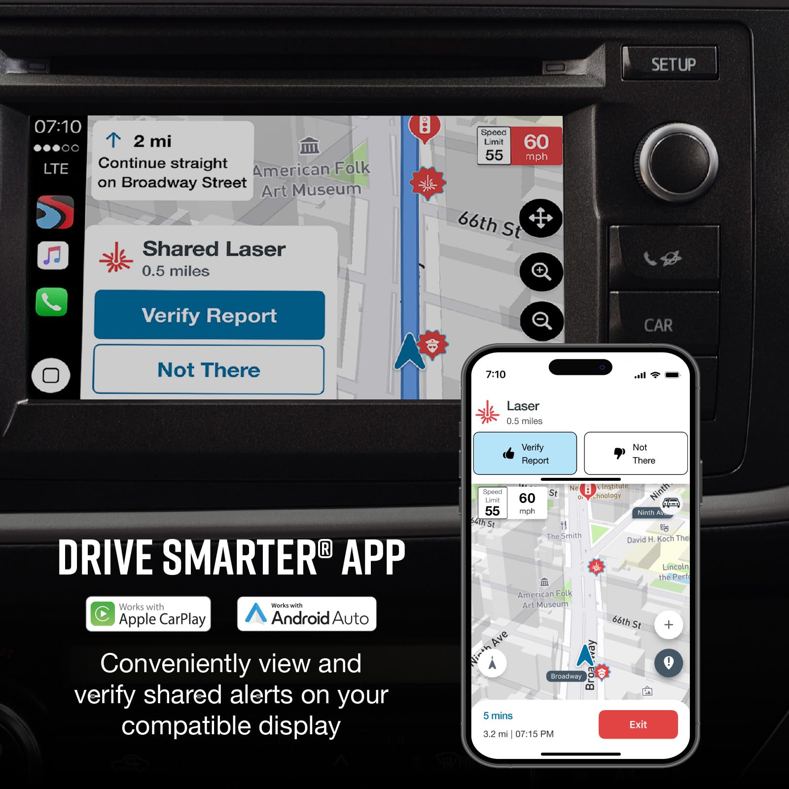 Cobra Smart Dash Cam + Rear Cam (Sc 200D)   Qhd+ 1600P Resolution, Built In Wi Fi & Gps, Voice Commands, Live Police Alerts, Inc