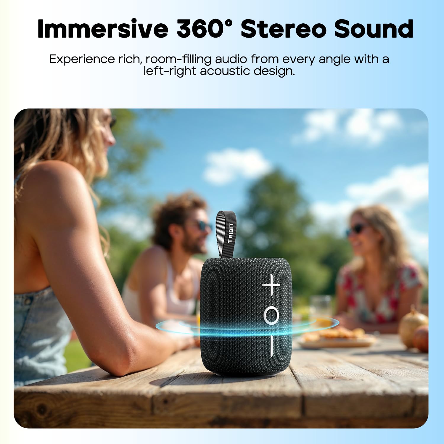 Tribit Bluetooth Speaker Stormbox Mini+, 12W Shower Speaker With 360 Sound, 12H Playtime, Custom Eq, Bt5.4, Ipx7 Waterproof, Rgb