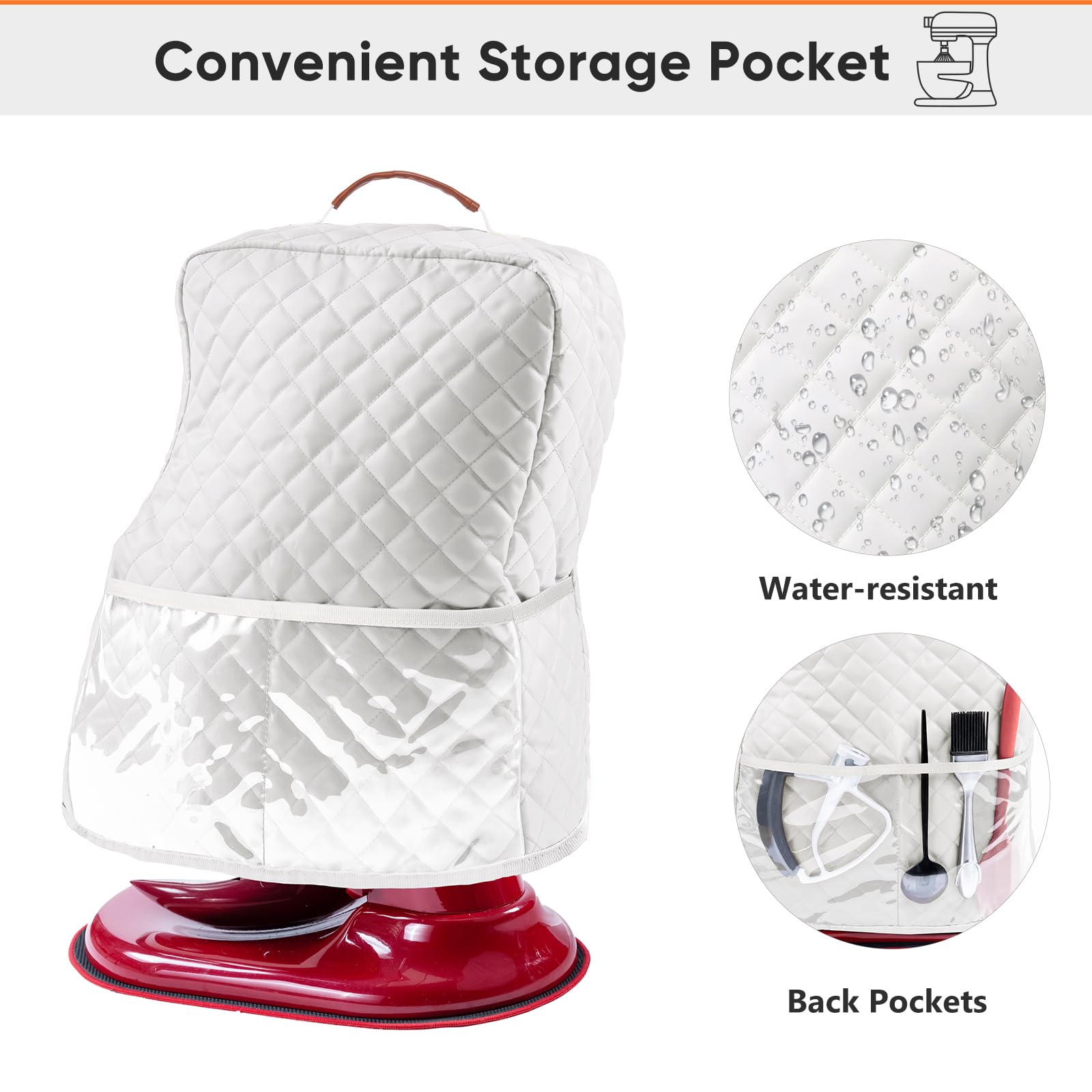 Bagsprite Stand Mixer Cover With Appliance Sliders Compatible With Kitchenaid Mixer 6/7/8 Quart With Pockets For Kitchen Aid Acc