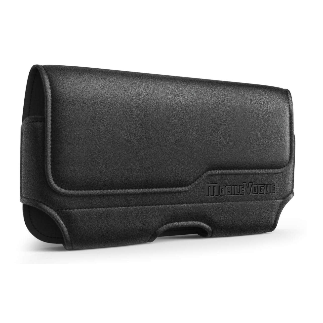Reiko Mobile Vogue Eco-Friendly Leather Phone Pouch Holster, Black, 6.1x3.2x0.7 in, Compatible with iPhone/Galaxy/Android, Model K
