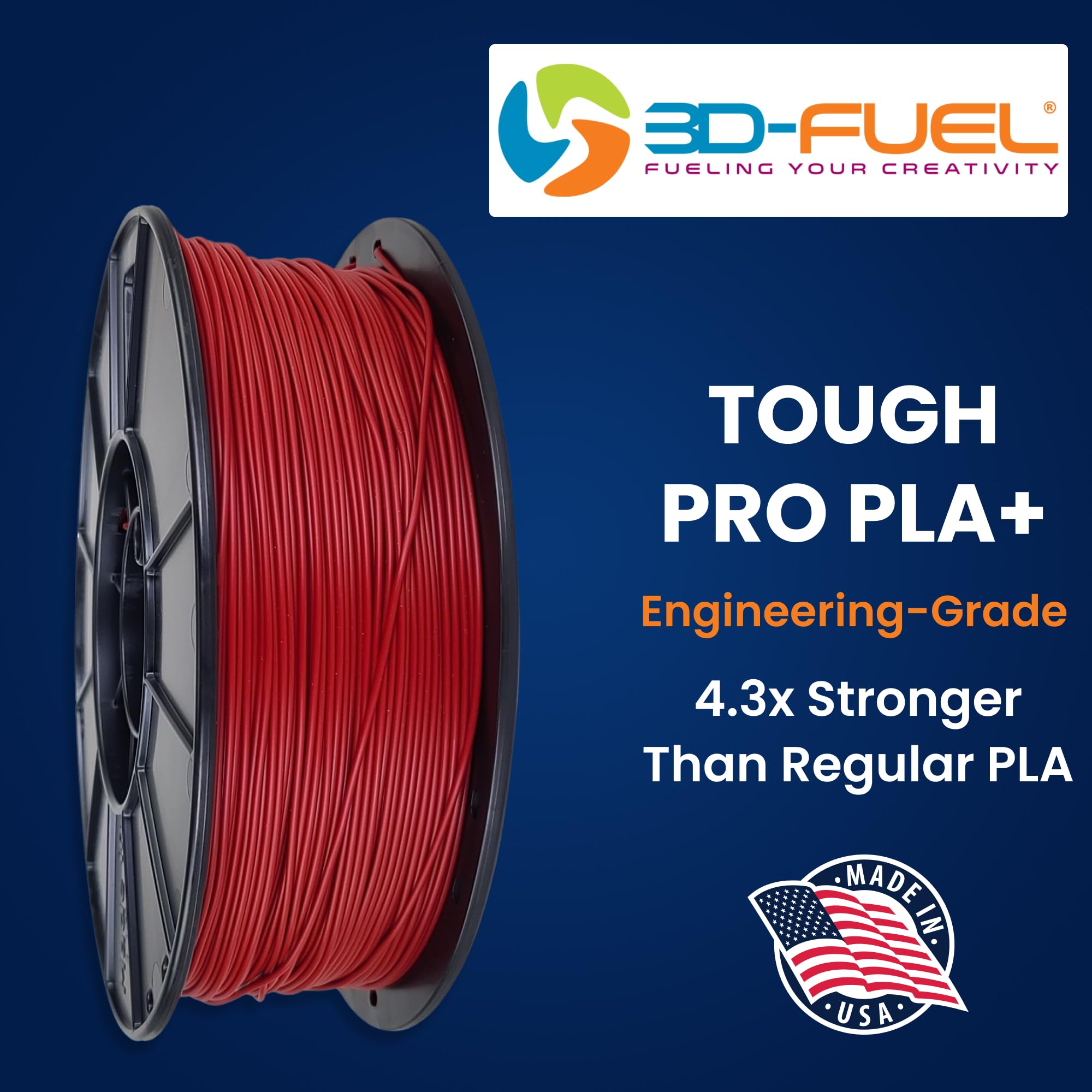 3D Fuel 3D Filament High Temp Tough Pro Pla+ Iron Red, 1.75Mm, 1 Kg +/  0.02Mm Tolerance, Made In Usa, Easy To Print And Works W