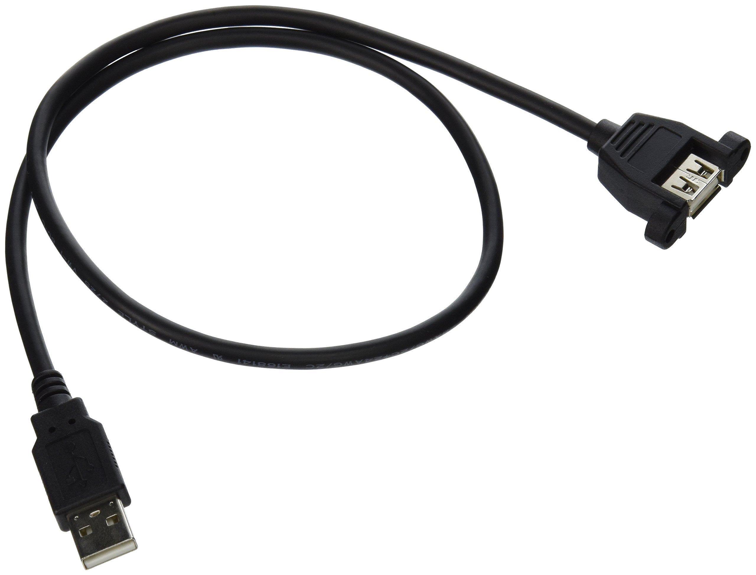 C2G Usb Cable, Usb Panel Mount, Usb 2.0 Cable, Usb A To A Cable, 2 Feet (0.60 Meters), Black, Cables To Go 28063