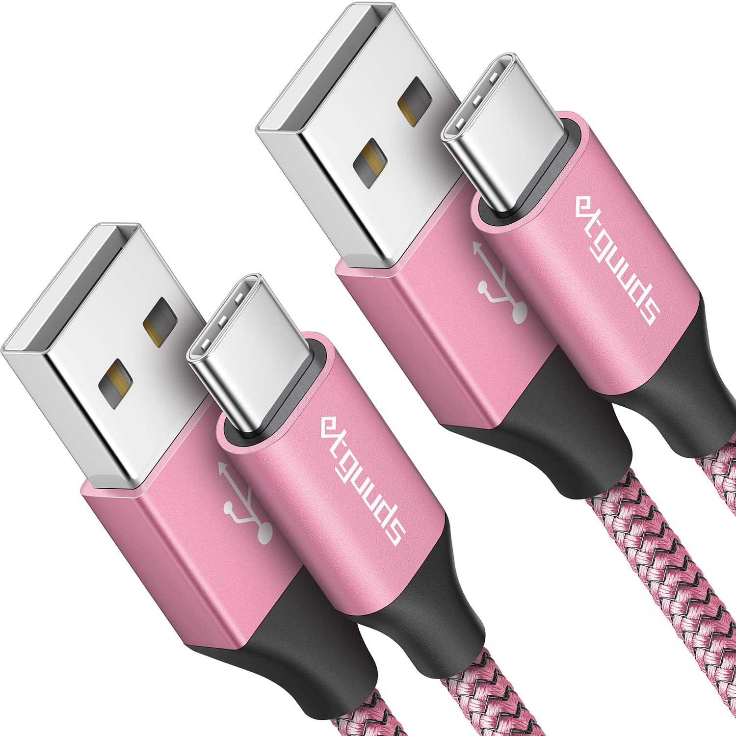 Etguuds 4Ft Usb A To Usb C Cable 3A Fast Charging, 2 Pack Usb A To Usb Type C Charger Cord For Iphone 16 15 Pro/Pro Max/Plus, For Samsung Galaxy S24 S23 S22 S21 S20 S10 A55 A54 Flip Note, Moto, Pink
