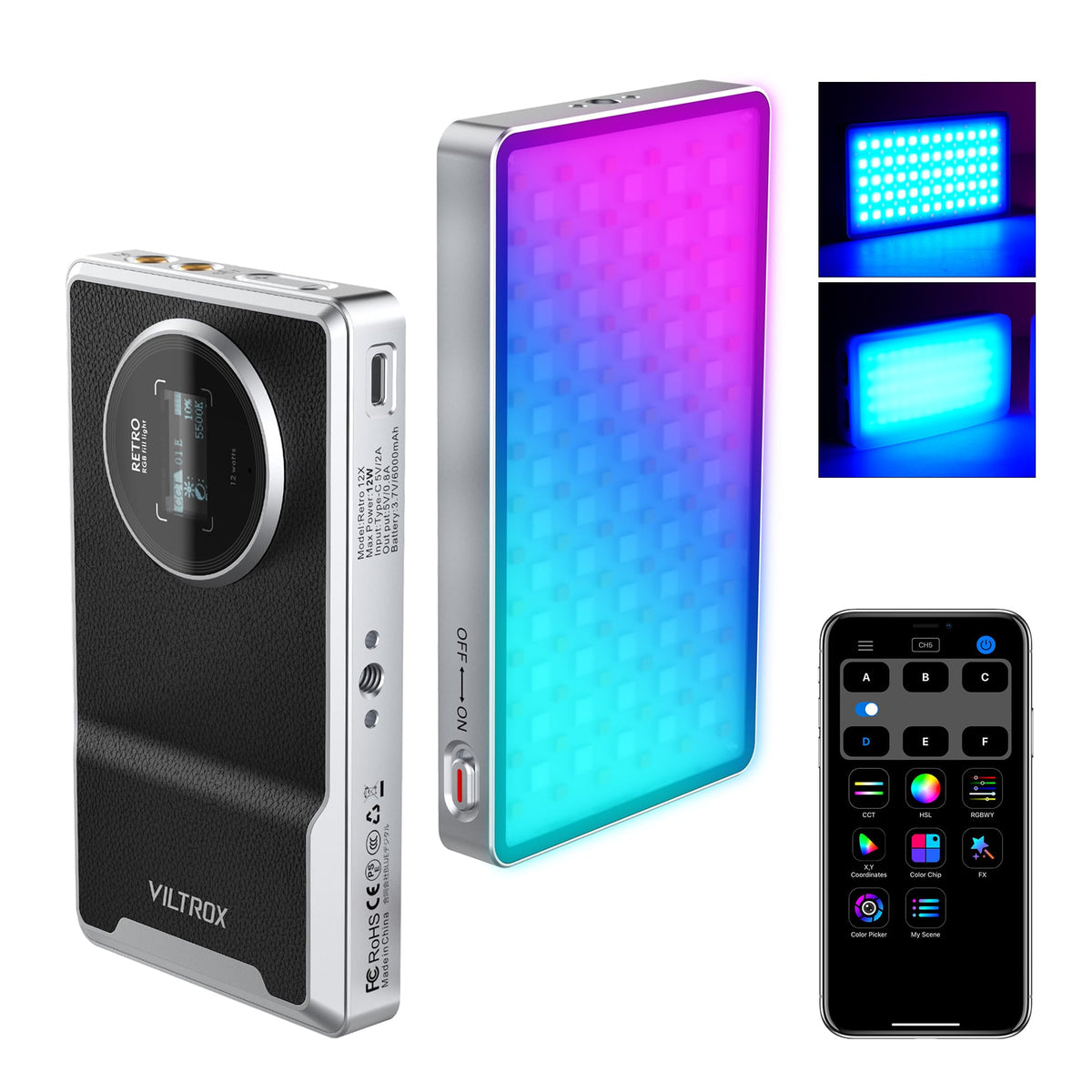 Vltrox 12W Rgb Camera Light, 22Wh Built-In Battery Supports Used While Charging Rgb Led Video Light With App Control, Cri97+/26 