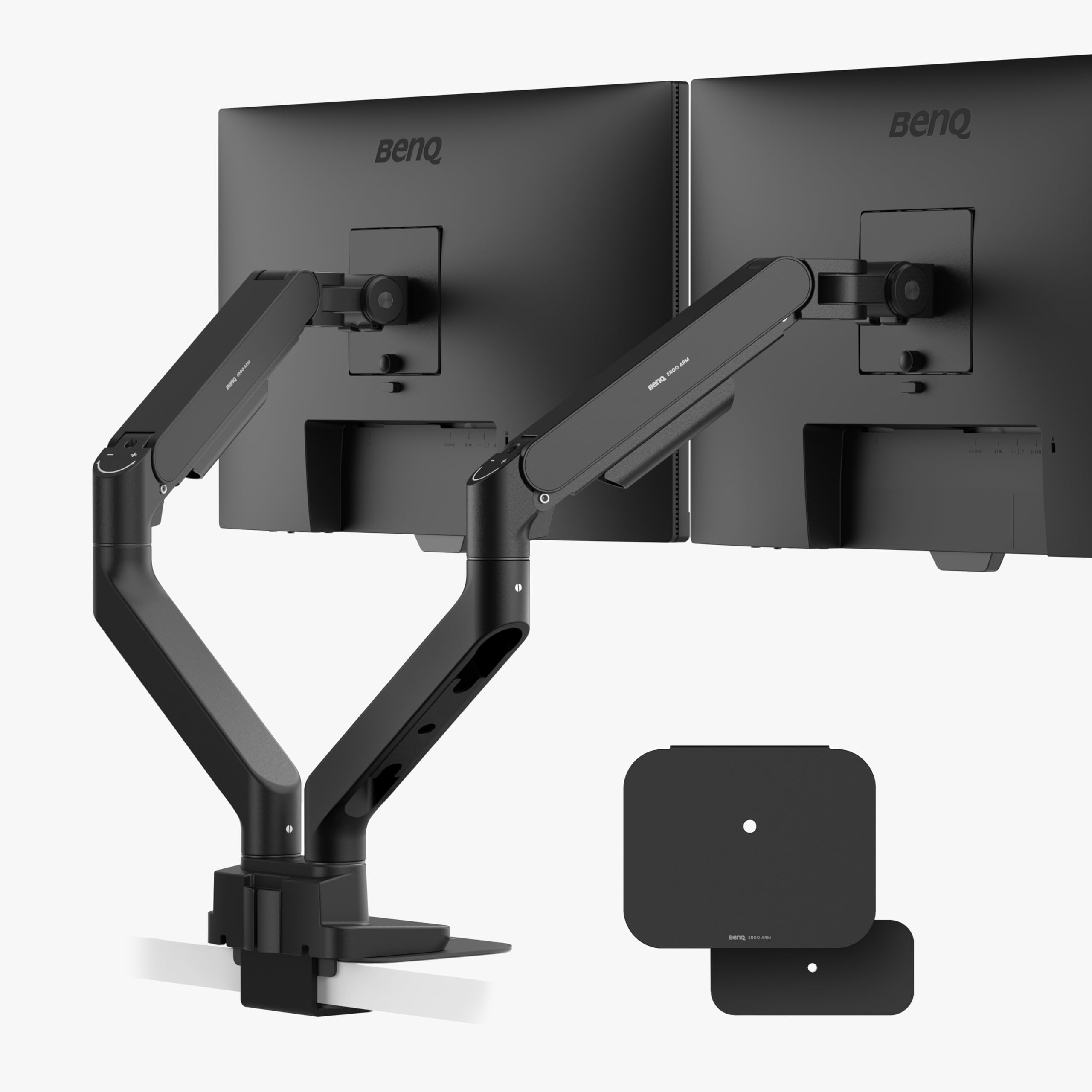 Benq Bdh01 Dual Ergo Monitor Arm Heavy Duty Gas Spring|Supports Upto 35Inch & 44Lbs(20 Kg) Monitor Screens|Top C Clamp And Grommet