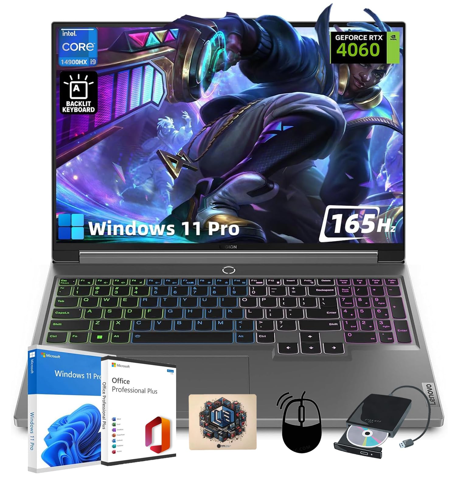 Lenovo Legion 5i Gaming Laptop  Office Lifetime & Win 11 Pro | 16 WQXGA 165Hz Display | Intel i914900HX | RTX 4060 | 64GB DDR