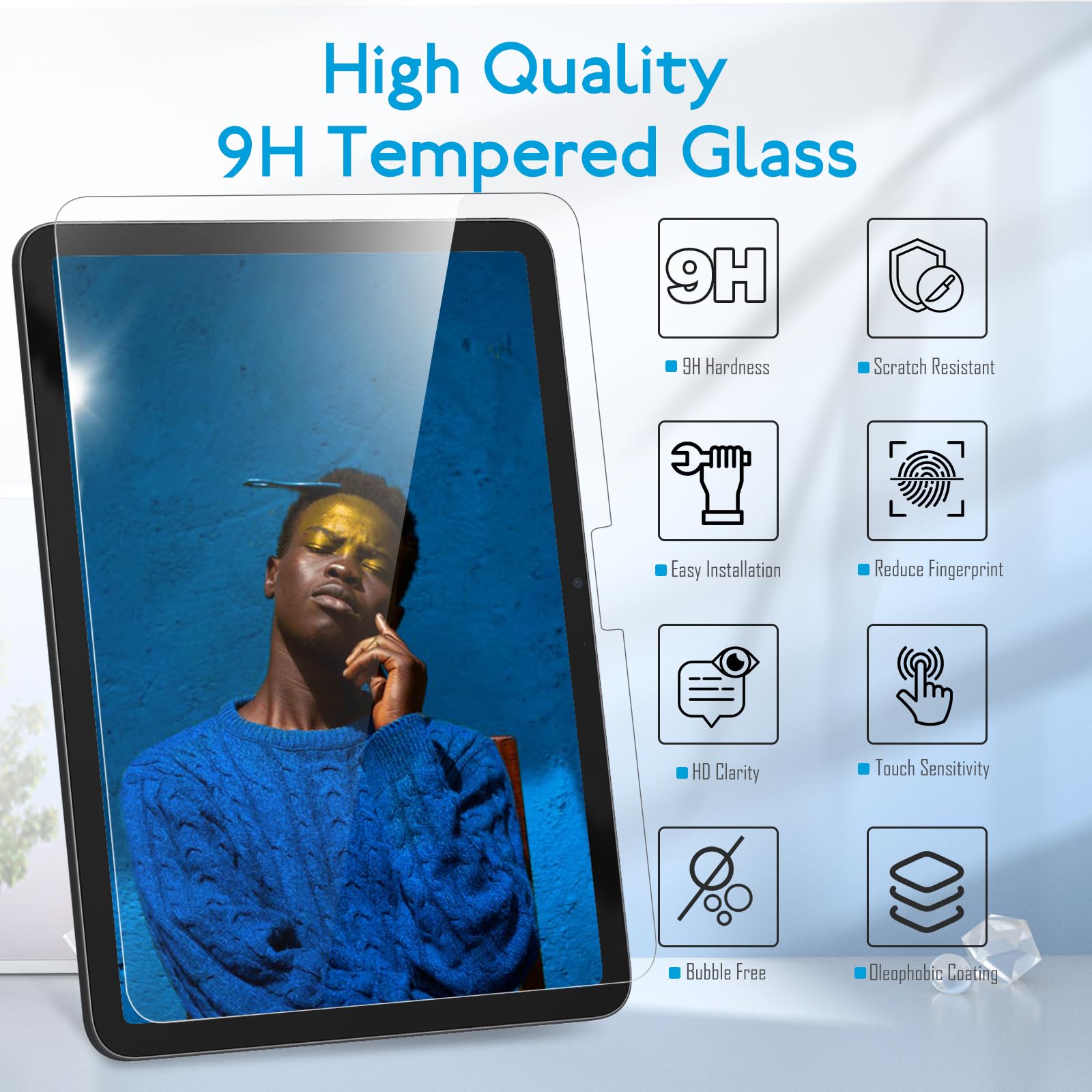 Mobdik Tempered Glass Screen Protector Compatible With Ipad Air 11 Inch 2024 [Ultra Clear] [Anti Scratch] [Case Friendly] [Ez Ki