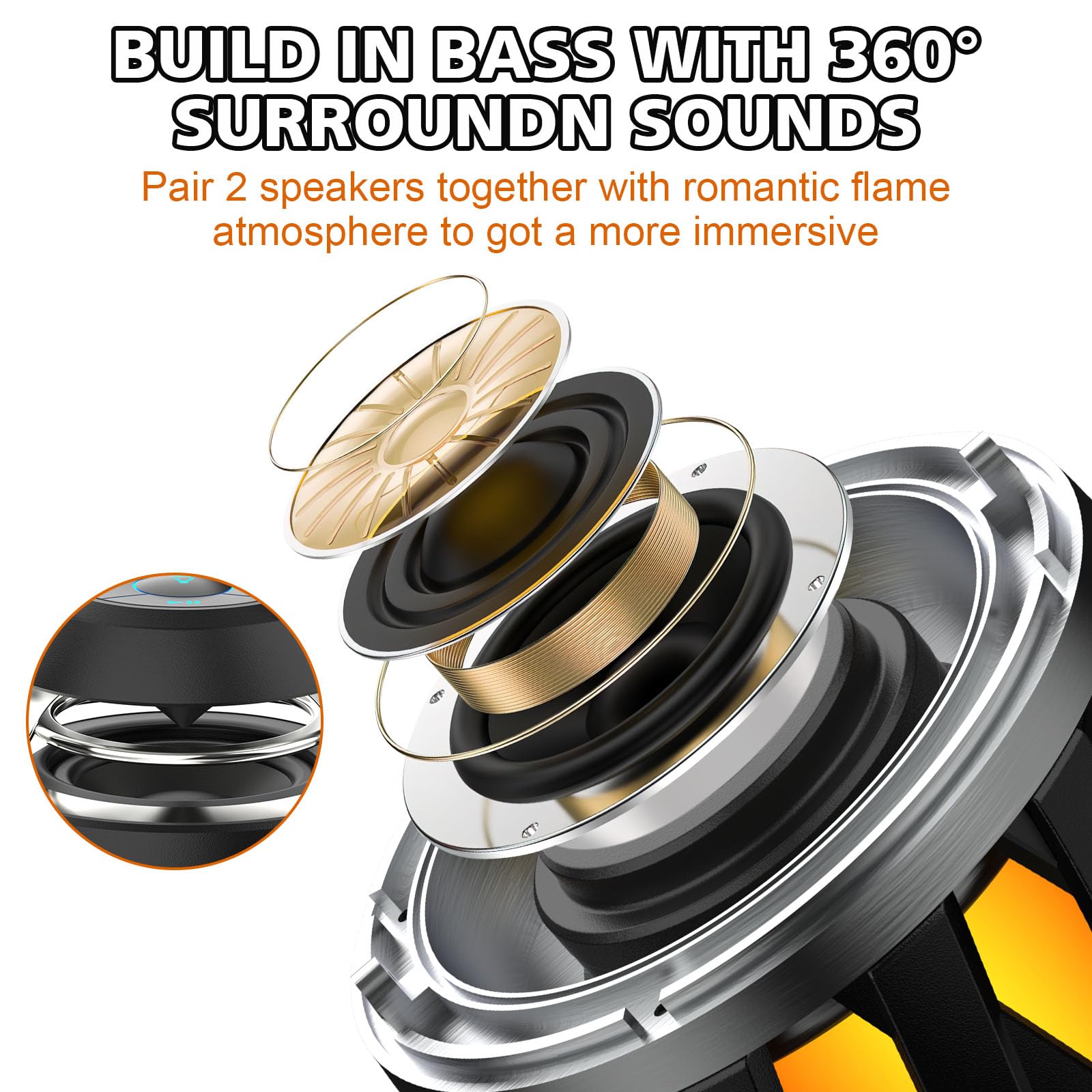 Xpoovv Outdoor Speakers Bluetooth Waterproof,Gifts For Men Women Dad Mom Father, Led Flame Speaker Portable Bluetooth Speakers W