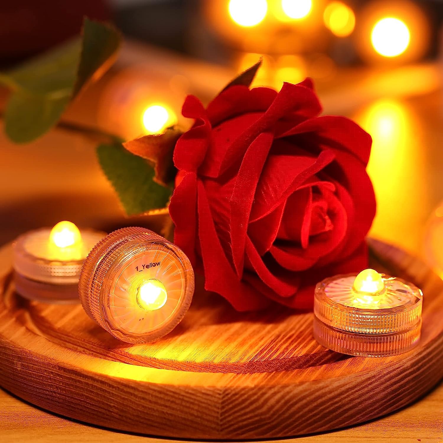 Hl Submersible Led Lights,Yellow Small Led Light,100 Hours Waterproof Flameless Led Lights Battery Powered For Wedding Home Vase