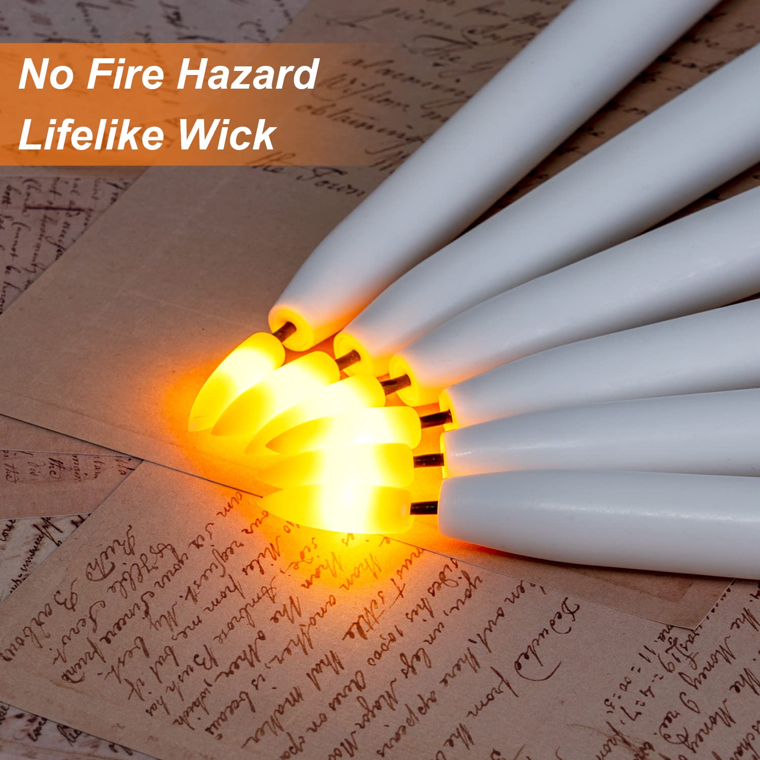 Homemory 11 Inches Waxy Battery Operated Taper Candles With Remote Timer Dimmer, 6 Pcs Flameless Taper Candles With Flickering F