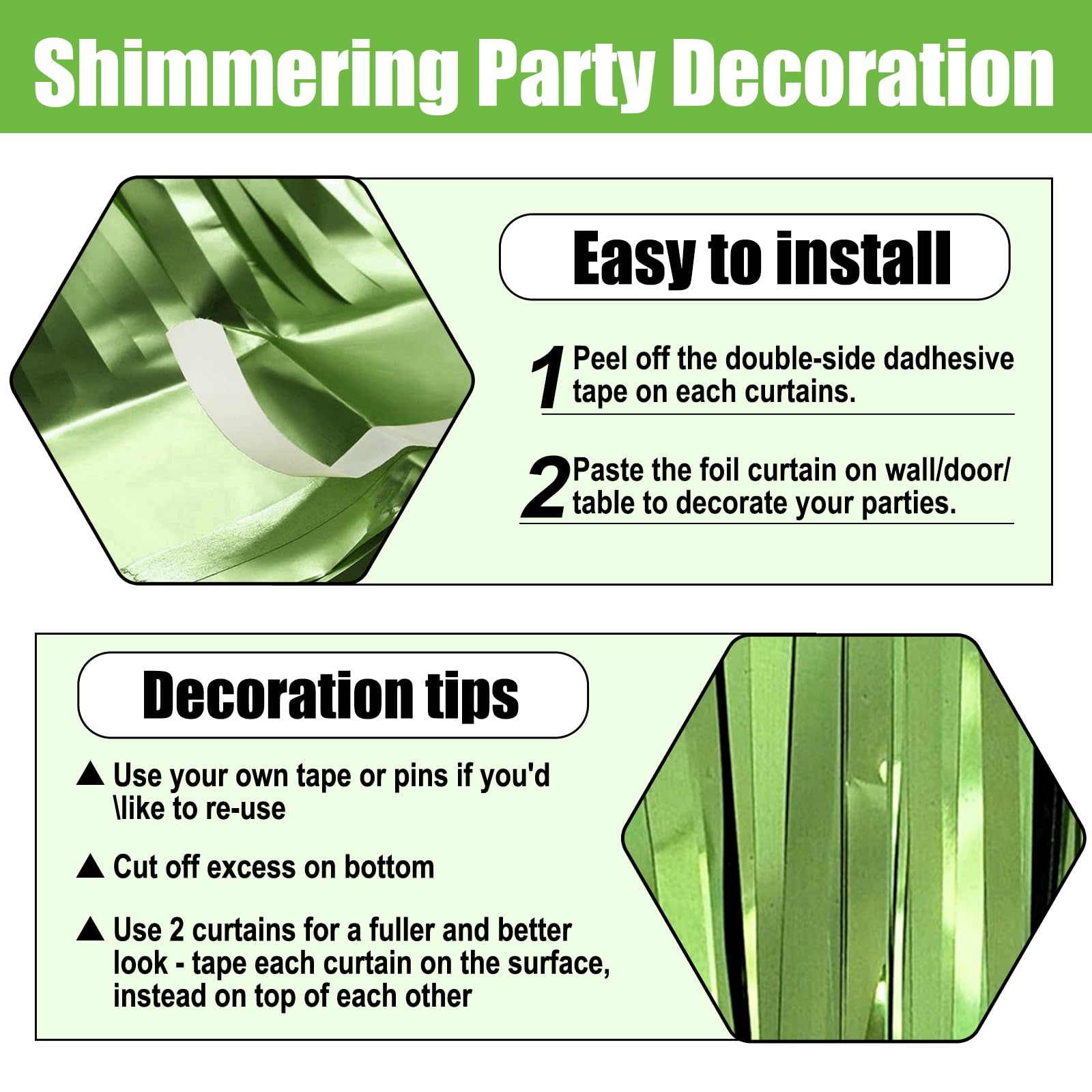 3 Pack Light Purple Foil Fringe Curtain Backdrop, 3.28Ft X 8.2Ft Metallic Tinsel Foil Fringe Streamer Curtains For Photo Booth,