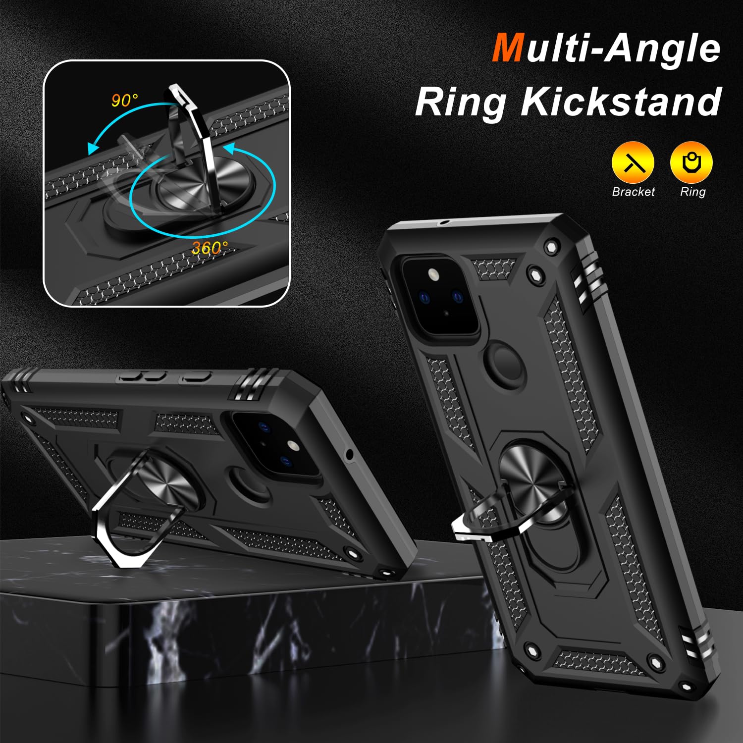 Lumarke For Google Pixel 5 Case With Screen Protector,Pass 16Ft. Drop Tested Military Grade Protective Phone Cover With Magnetic