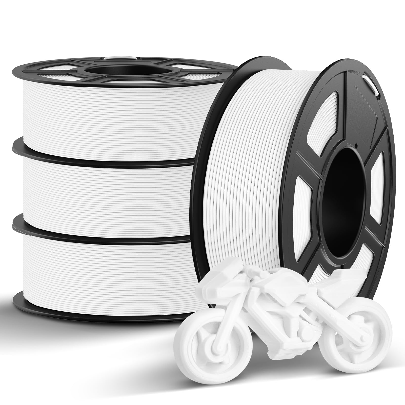 TECBEARS Rapid PETG Filament Bundle,High Speed 3D Printer Filament 4KG, High Toughness PETG, Pack of 4, White