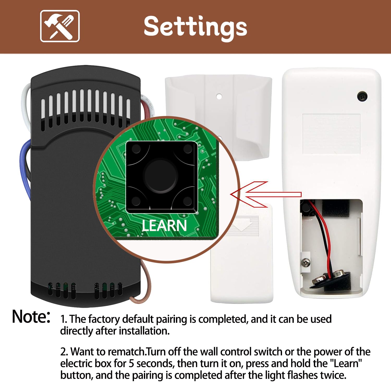 Universal Ceiling Fan Remote Control Kit,Replacement For Harbor Breeze,Hunter,Hampton Bay,Litex,3 Speed,Light Control, With Rece