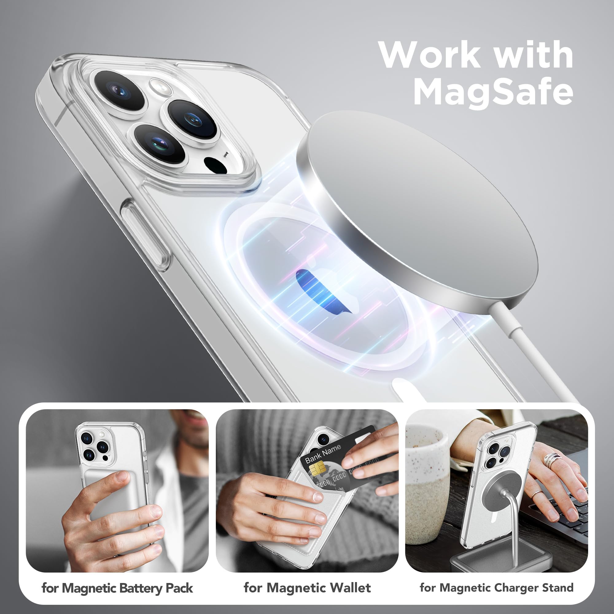 Gonez Magnetic For Iphone 14 Pro Max Case,Compatible With Magsafe,[2 Screen Protector & 2 Camera Cover][Anti Fingerprint][Non Ye